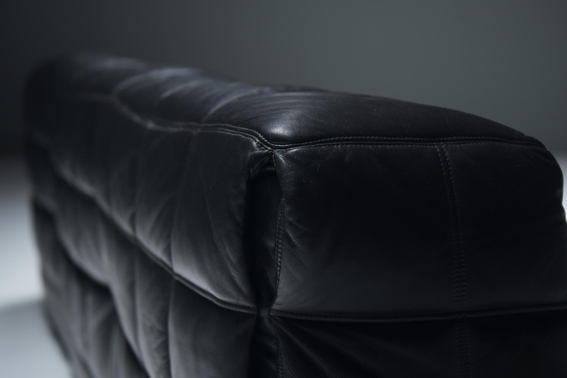 Superbe canapé Kashima en cuir noir 1985 par Michel Ducaroy - Ligne Roset France en vente 5