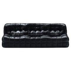 Impresionante sofá Kashima de cuero negro 1985 de Michel Ducaroy - Ligne Roset Francia Impresionante sofá Kashima de cuero negro 1985 de Michel Ducaroy - Ligne Roset Francia
