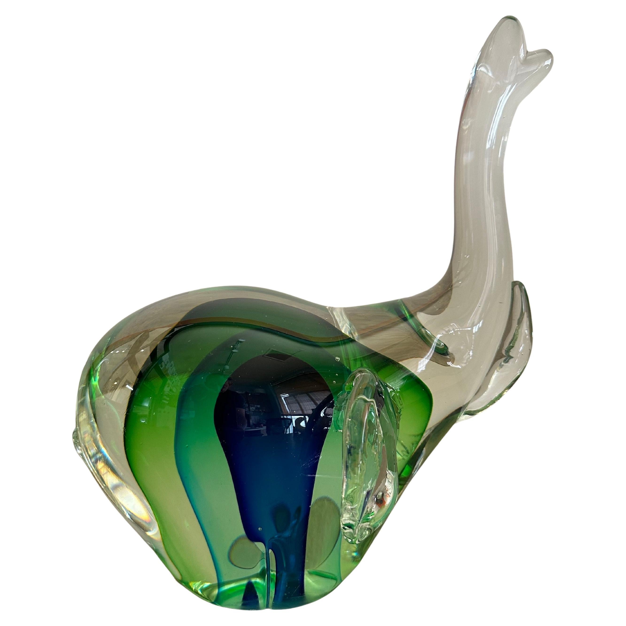 Italiano Splendida scultura di elefante in vetro artistico di Murano Glass Sommerso d'epoca in vendita