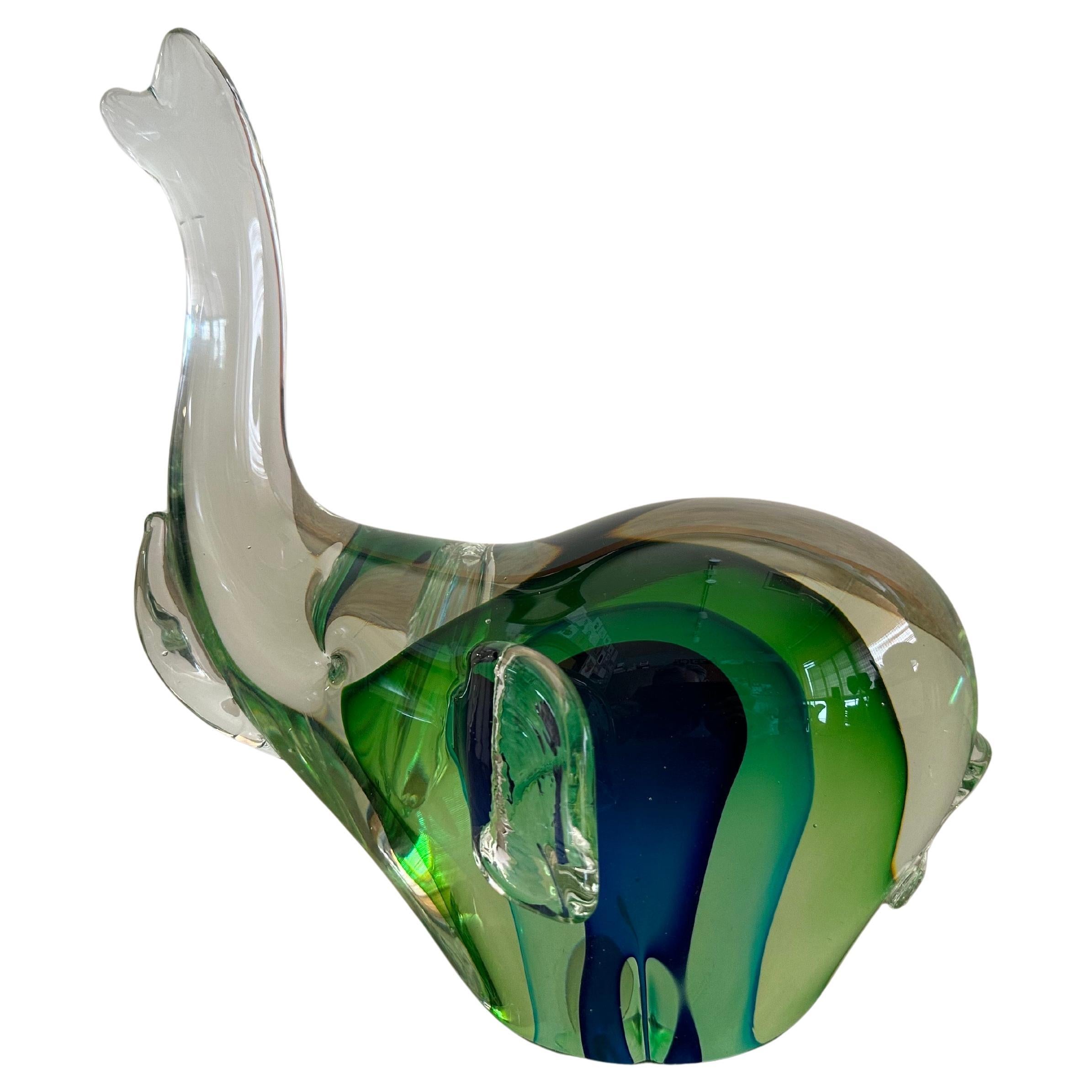 Splendida scultura di elefante in vetro artistico di Murano Glass Sommerso d'epoca in vendita 1