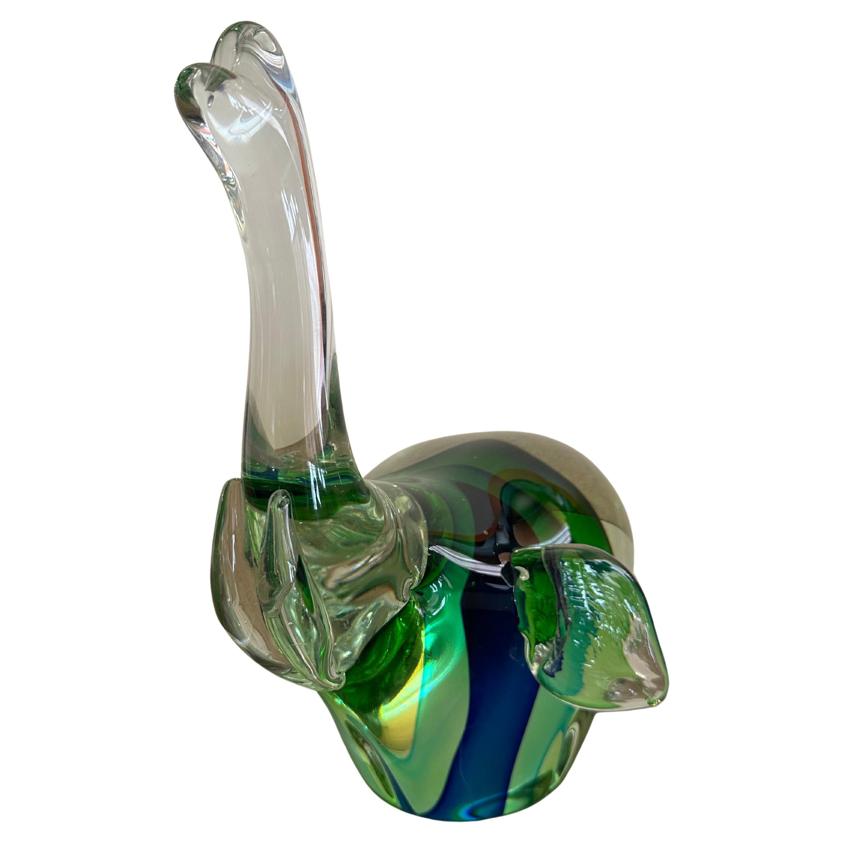 Stunning Vintage Sommerso Art Glass Elephant Sculpture by Murano