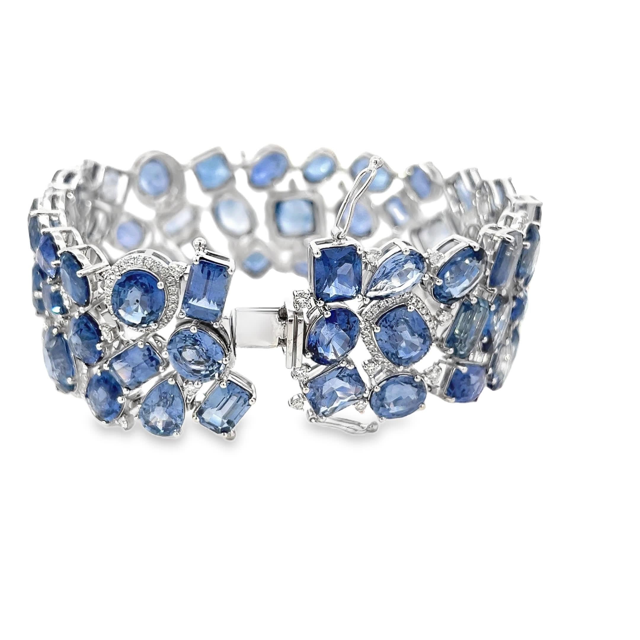 Wunderschönes blaues Edelsteinarmband im Zustand „Neu“ im Angebot in Great Neck Plaza, NY