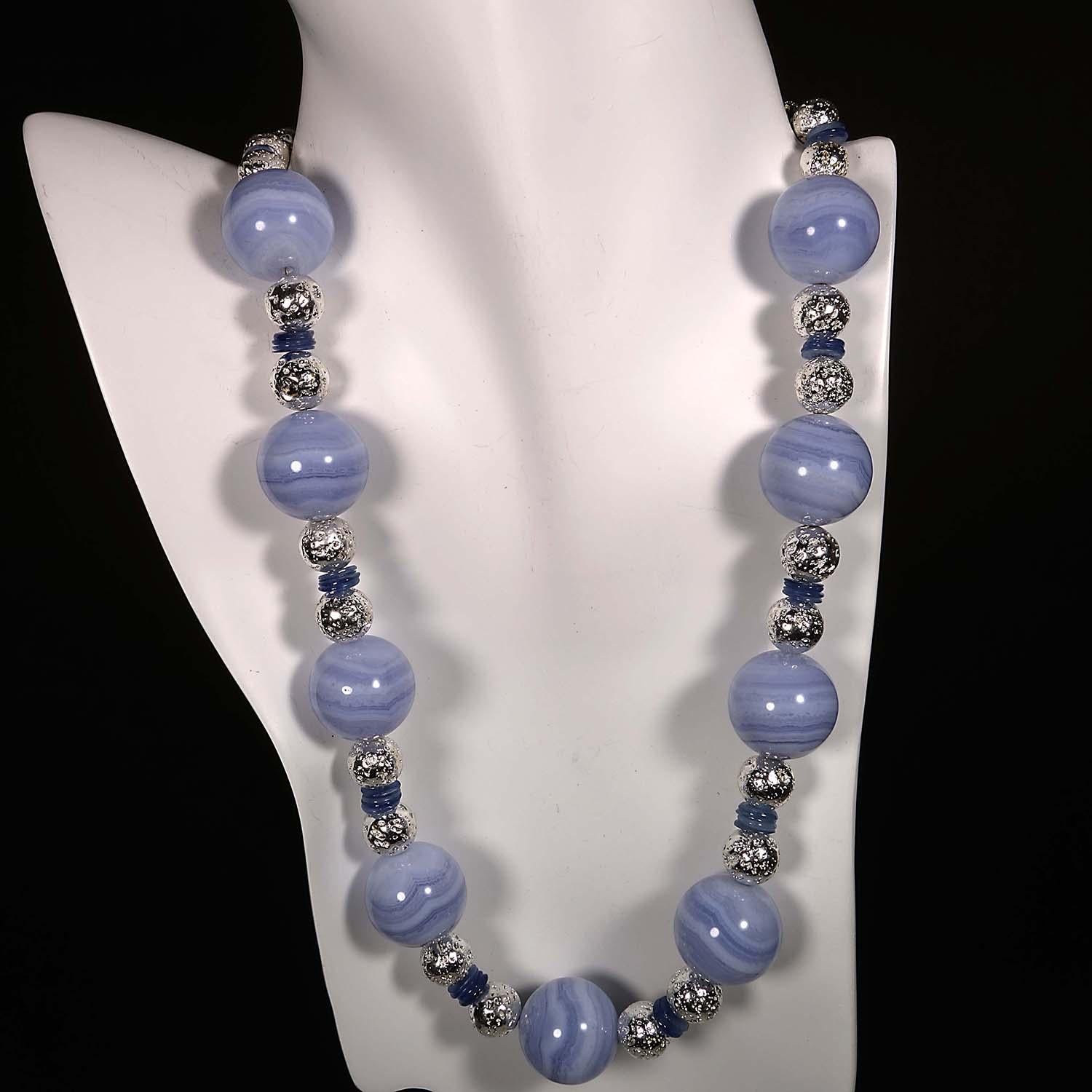Women's or Men's Stunning Blue Lace Agate Necklace