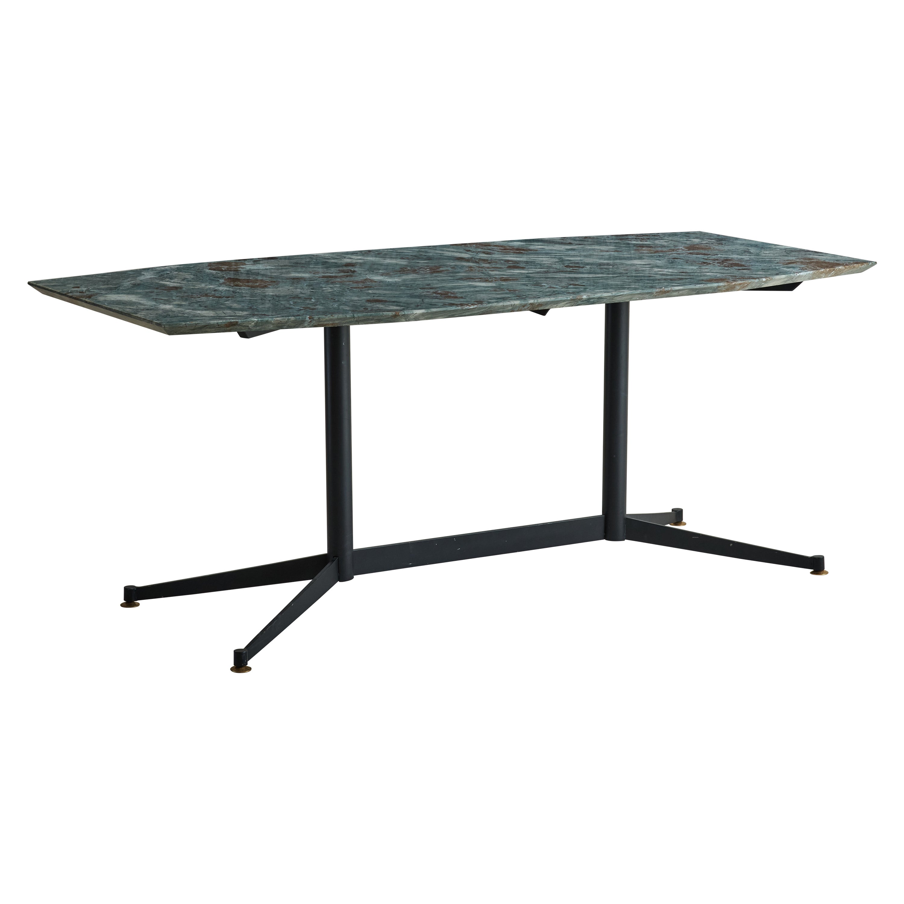 Stunning Blue Marble Italian Dining Table with Unique Arched Shape, 1960s