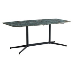 Stunning Blue Marble Italian Dining Table with Unique Arched Shape, 1960s
