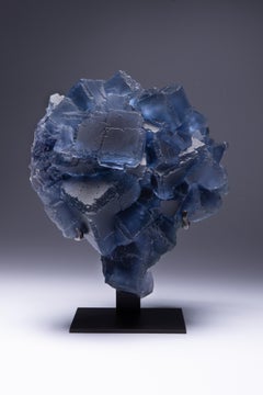 Stunning blue-purple fluorite with pyrite