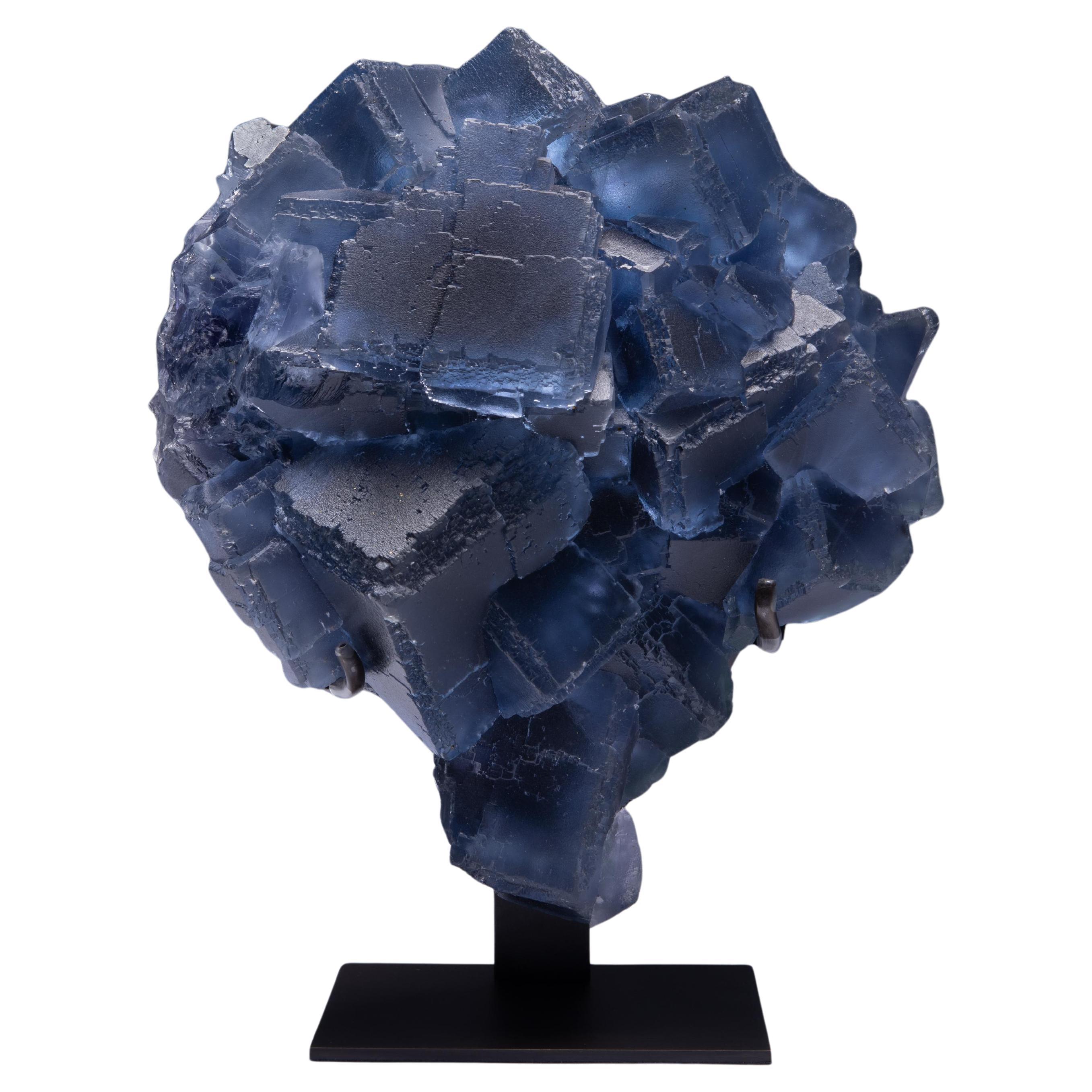 Stunning blue-purple fluorite with pyrite