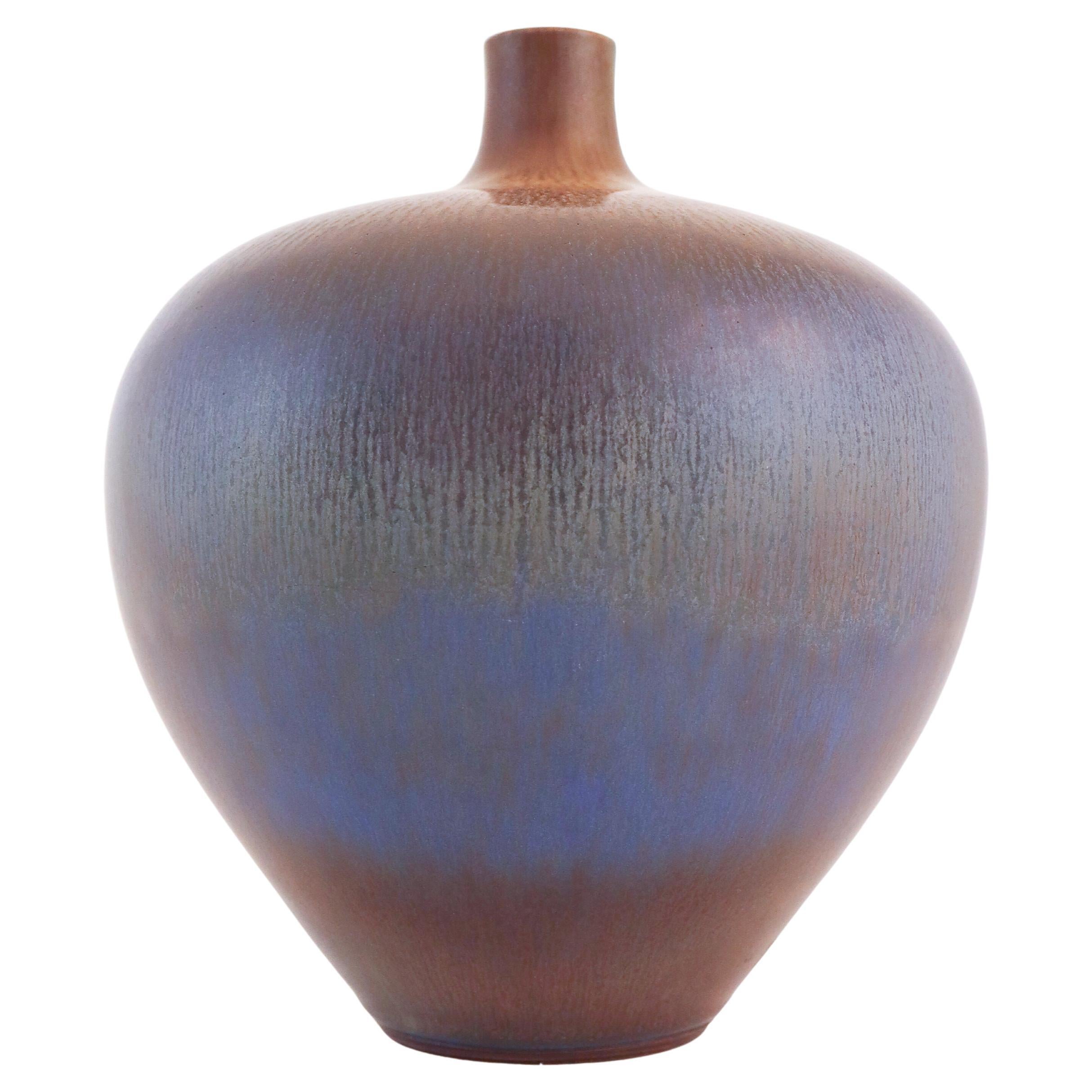 Stunning Blue Stoneware Vase, Berndt Friberg, Gustavsberg 1963