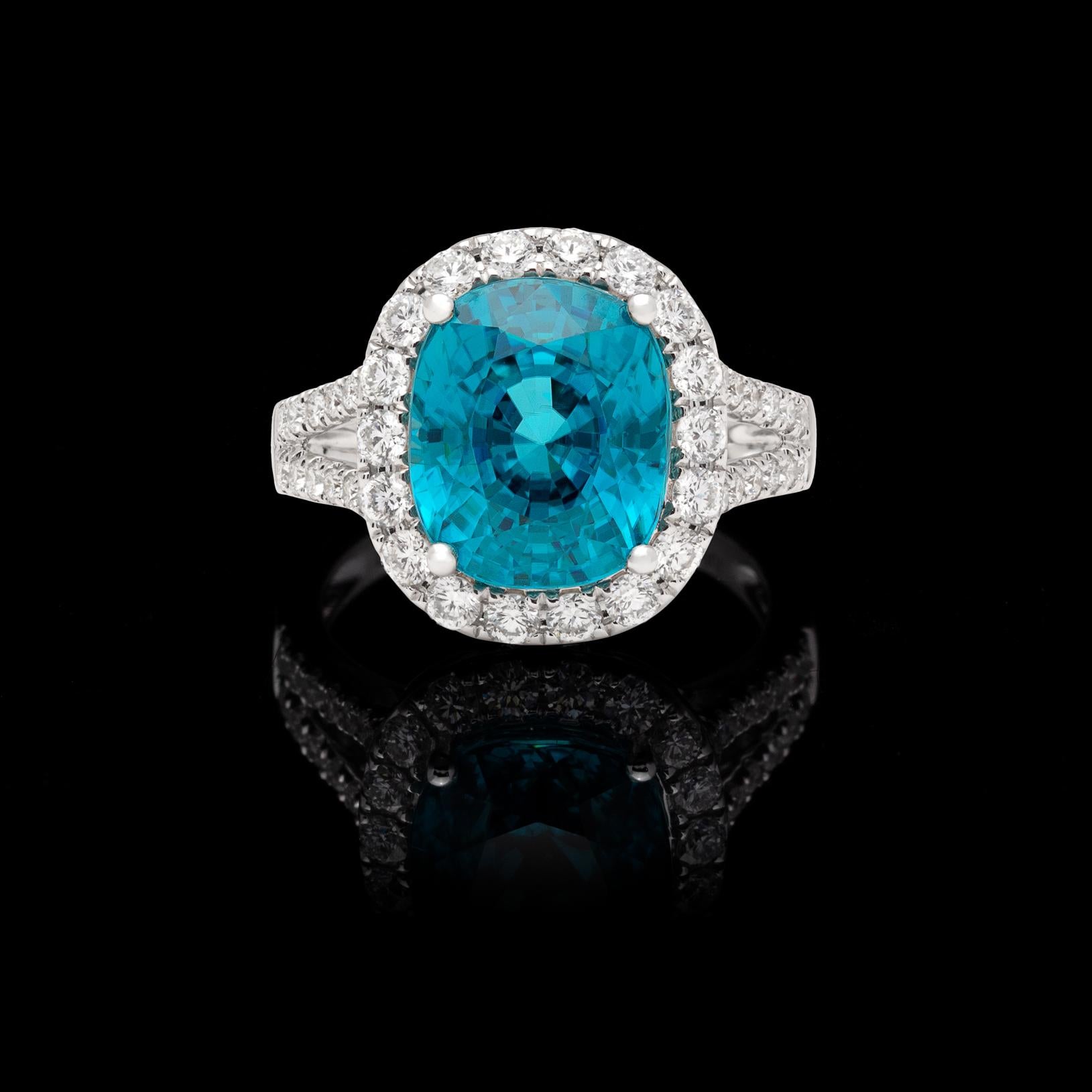 Women's Stunning Blue Zircon and Diamond Ring