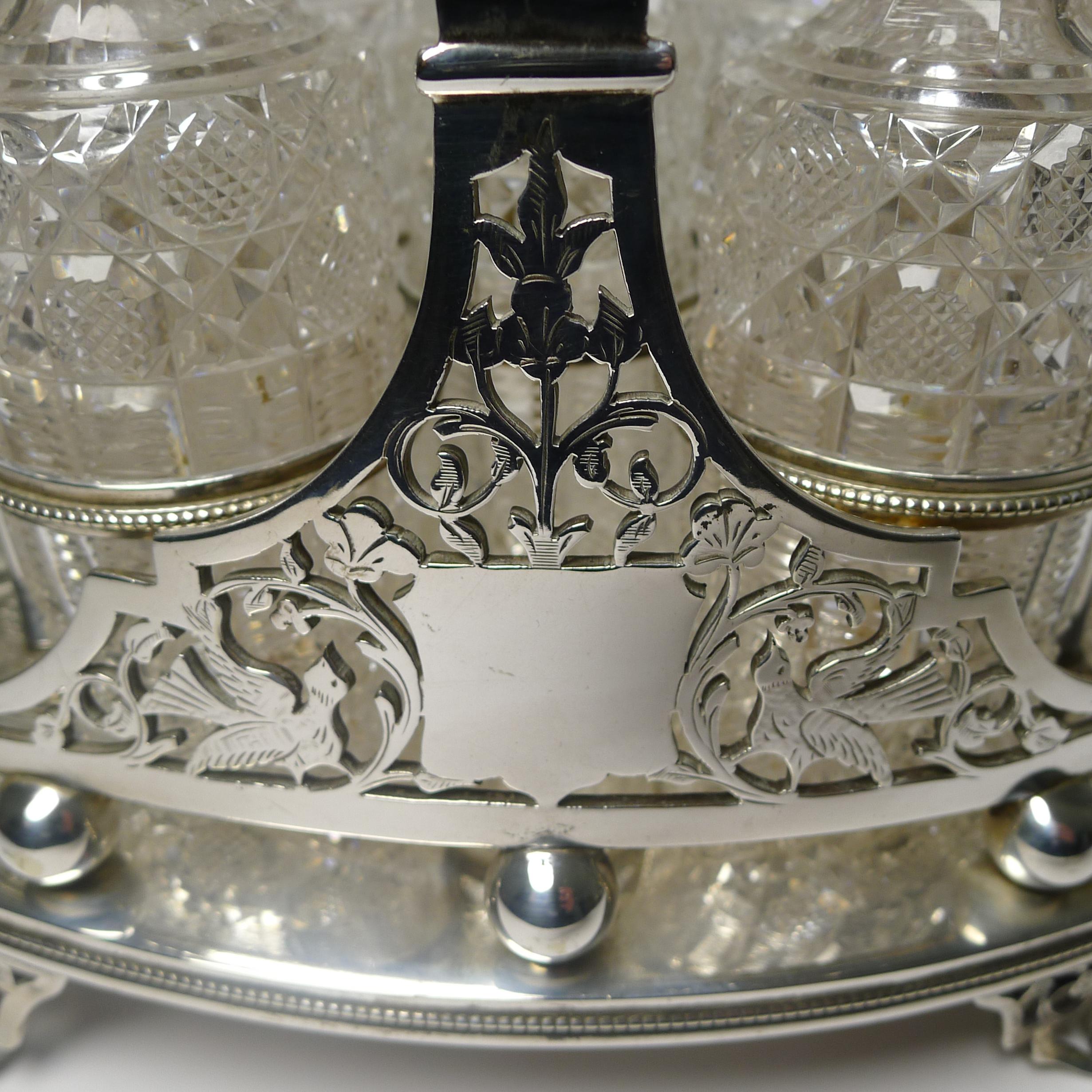 Silver Plate Stunning Boardman & Glossop Table Cruet, circa 1895 For Sale