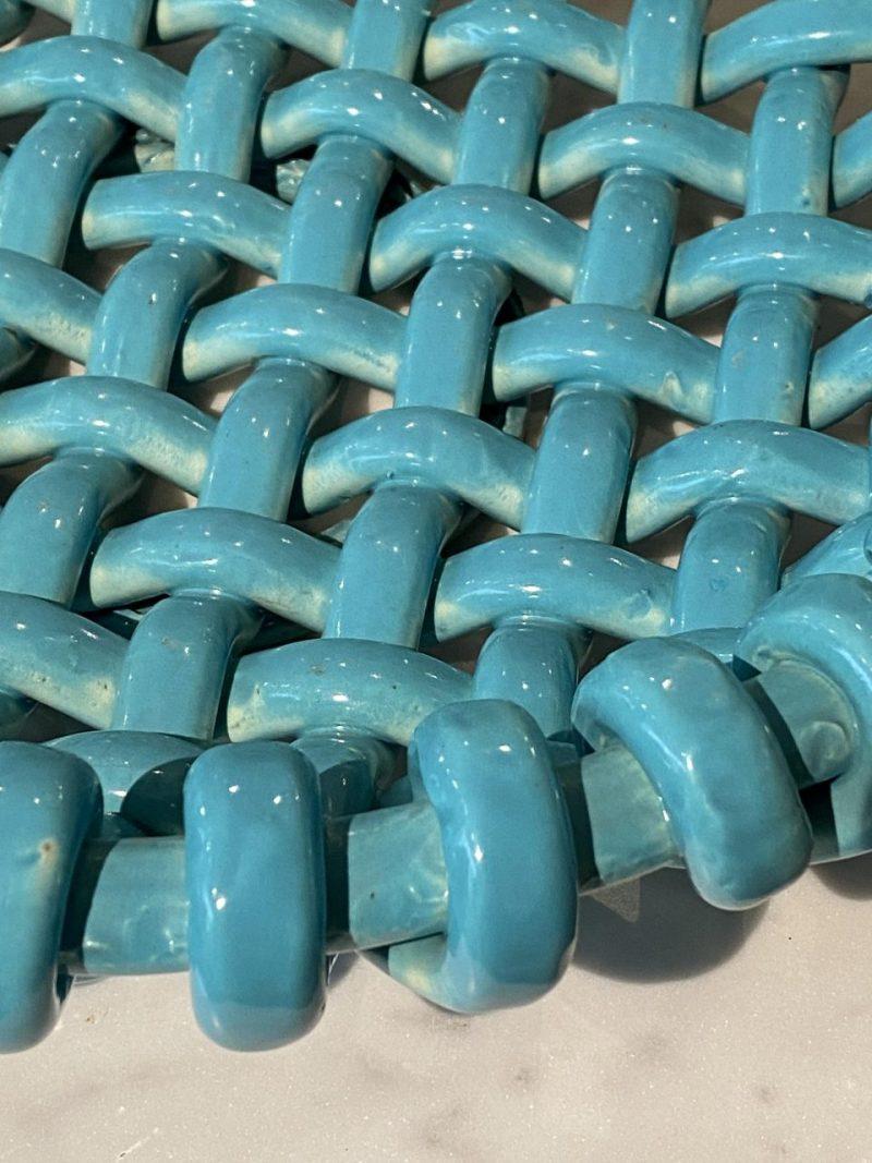 French Stunning Braided Ceramic Fruit Platter-Jerome Massier for Vallauris