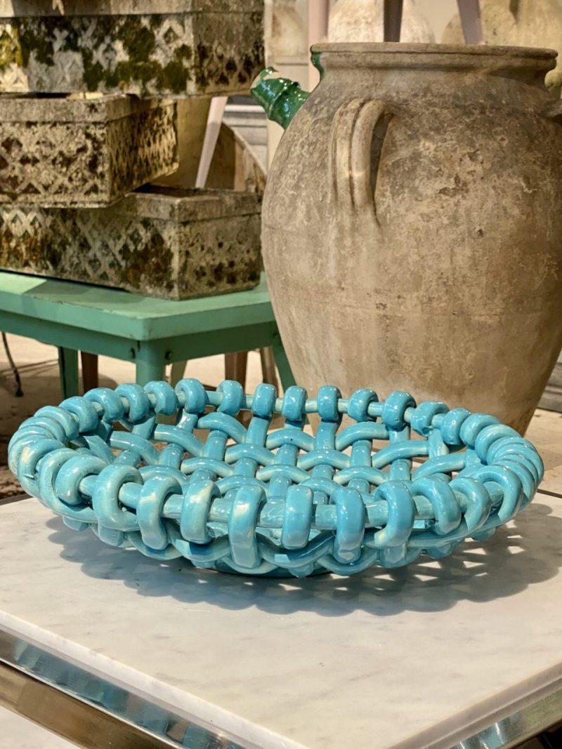 Stunning Braided Ceramic Fruit Platter-Jerome Massier for Vallauris In Good Condition In Copenhagen K, DK