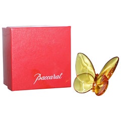 Vintage Stunning Brand New Baccarat Crystal Butterfly in Burn Orange Color Boxed