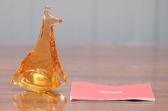 Stunning Brand New Baccarat Crystal Rocking Giraffe Animal in Burn Orange Color