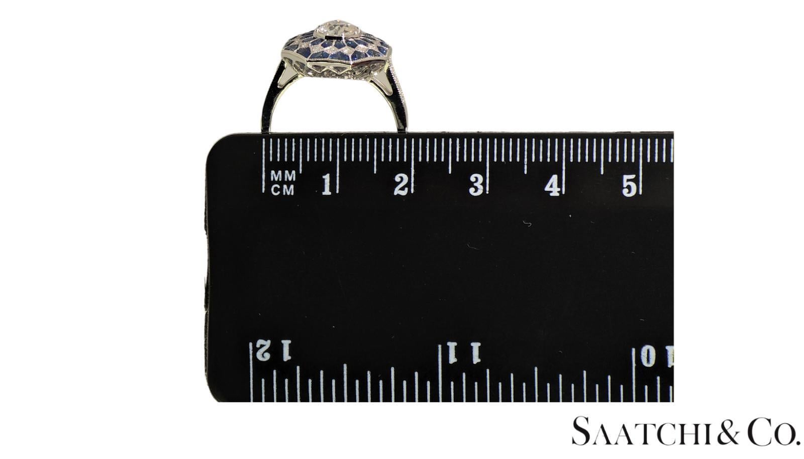 Stupendo anello nuovo di zecca in platino 950 con diamante naturale VVS e zaffiro blu: Anello in vendita 5