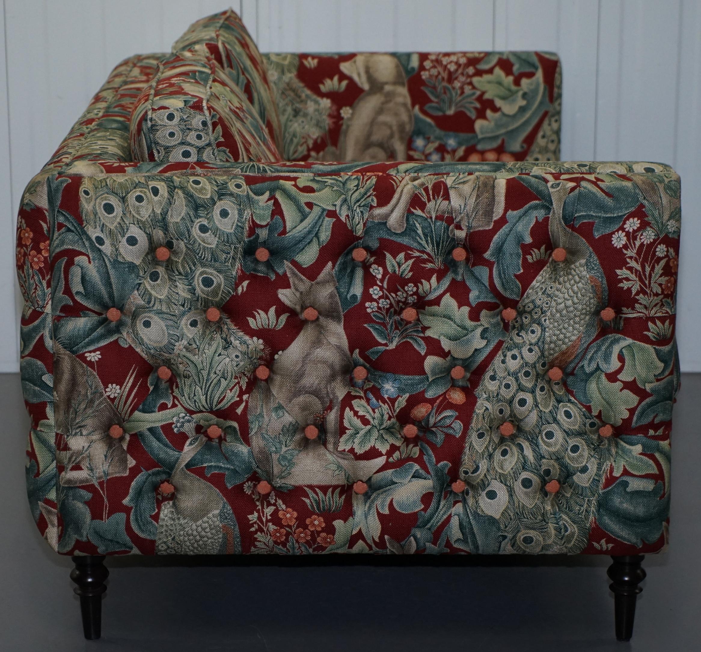 Stunning Brand New William Morris Forest Linen Upholstered Chesterfield Sofa 2