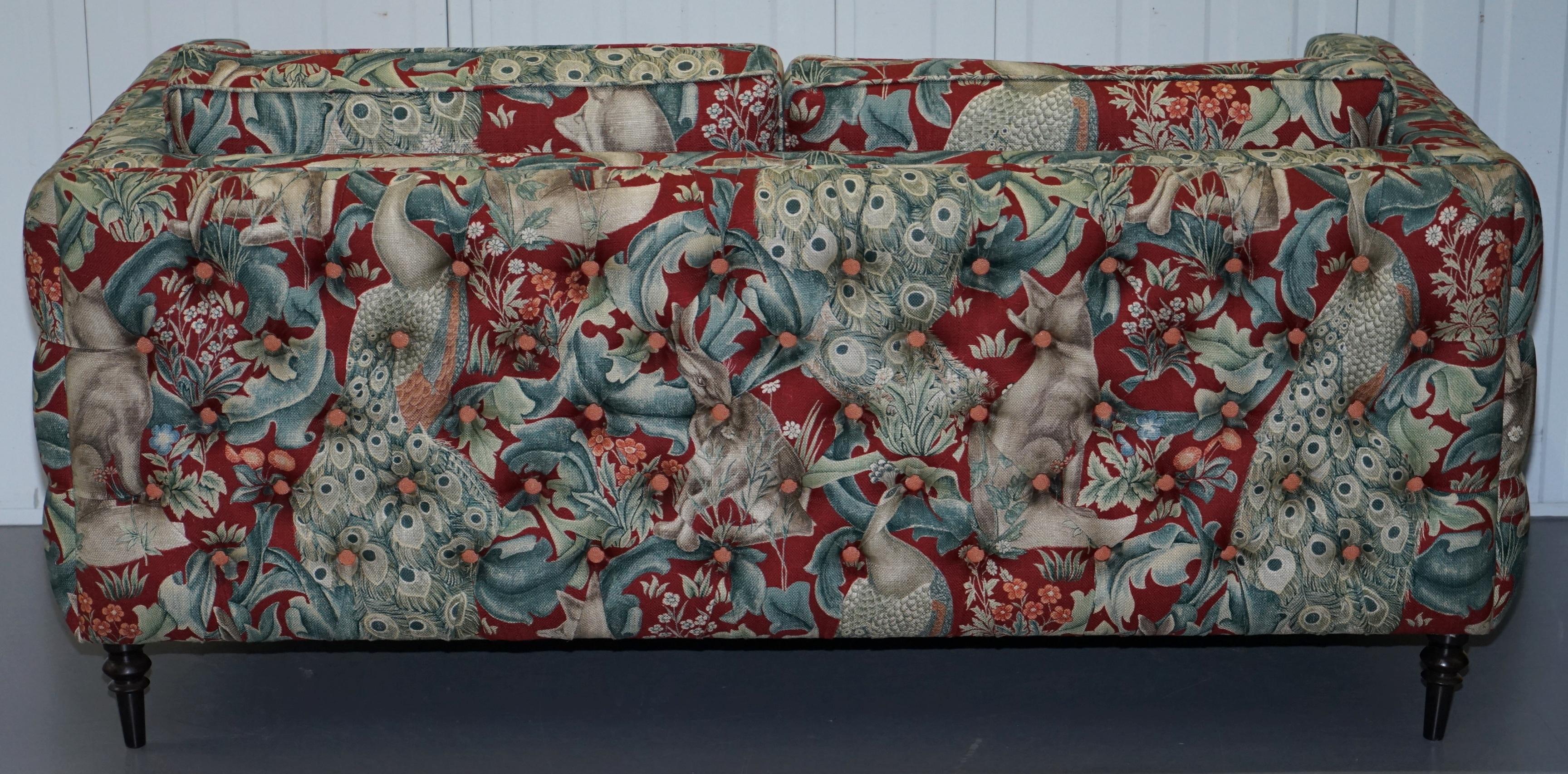 Stunning Brand New William Morris Forest Linen Upholstered Chesterfield Sofa 3