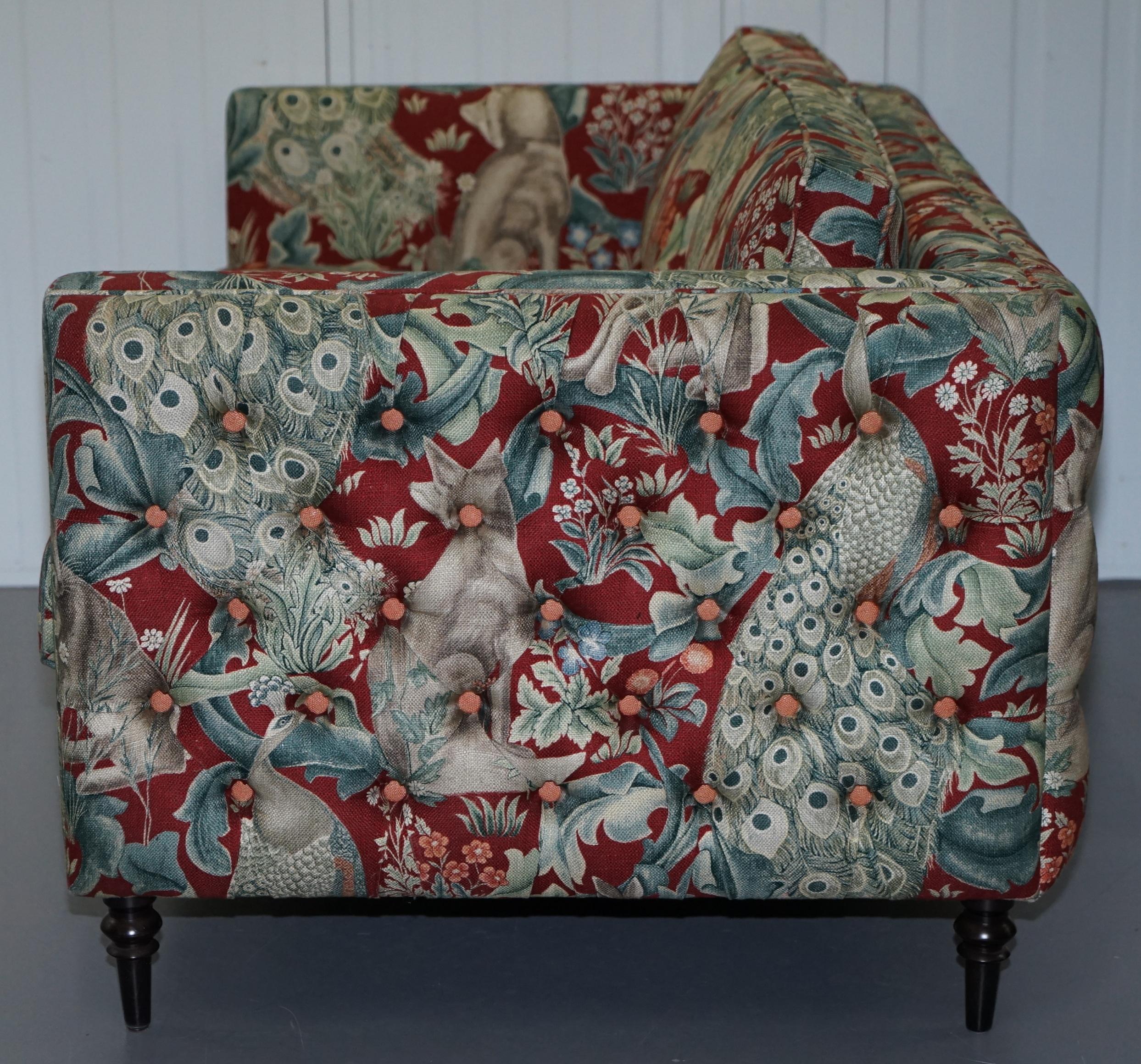 Stunning Brand New William Morris Forest Linen Upholstered Chesterfield Sofa 5