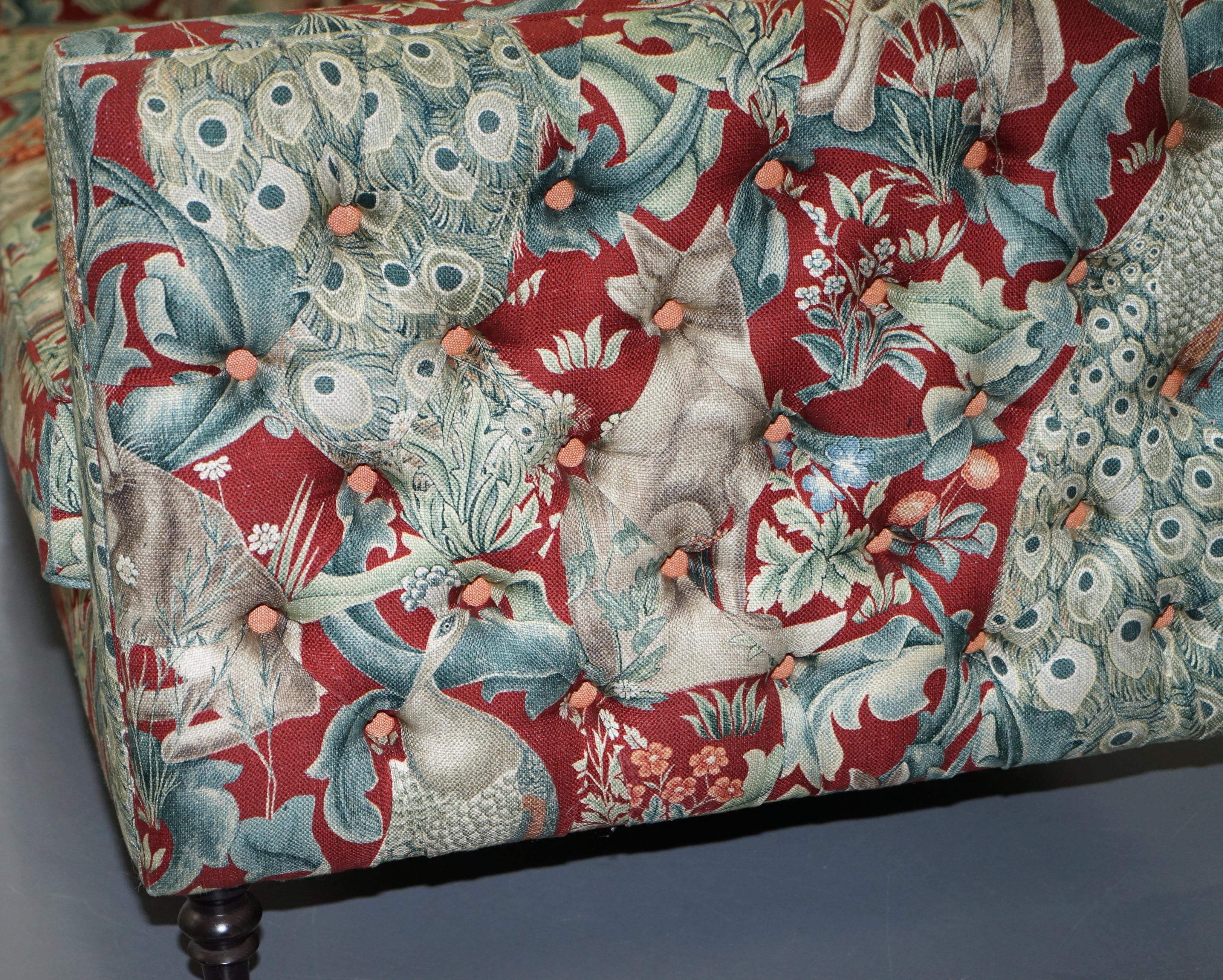Stunning Brand New William Morris Forest Linen Upholstered Chesterfield Sofa 6