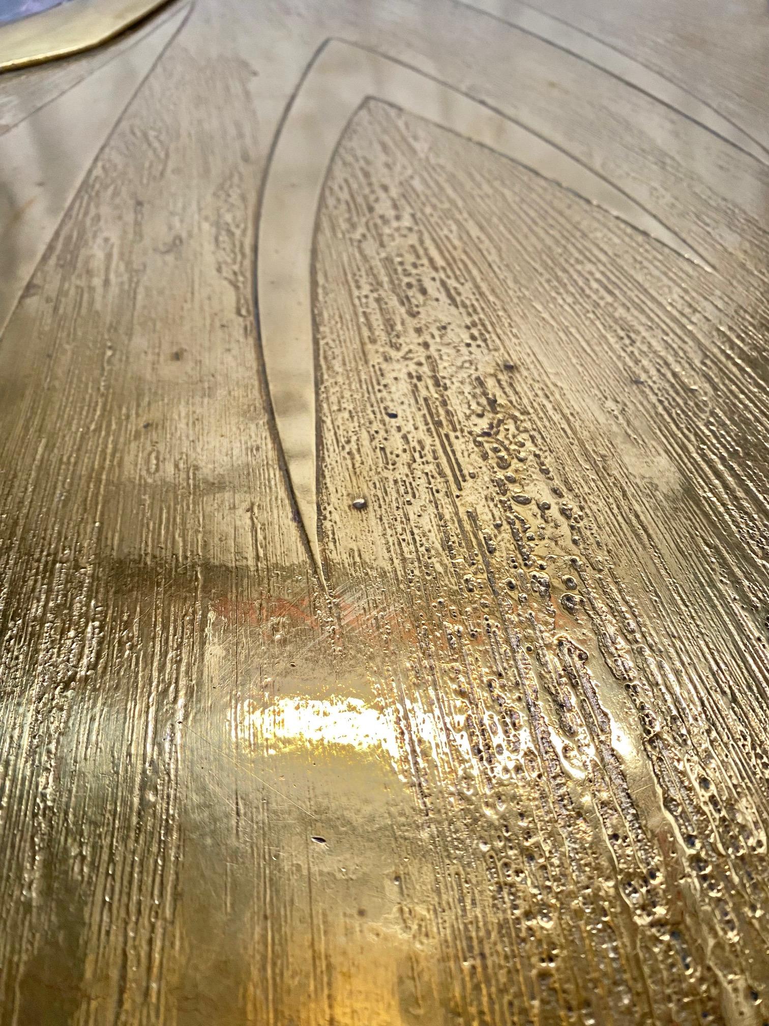 Stunning Brass Acid Etched Coffee Table by Willy Daro For Sale 10