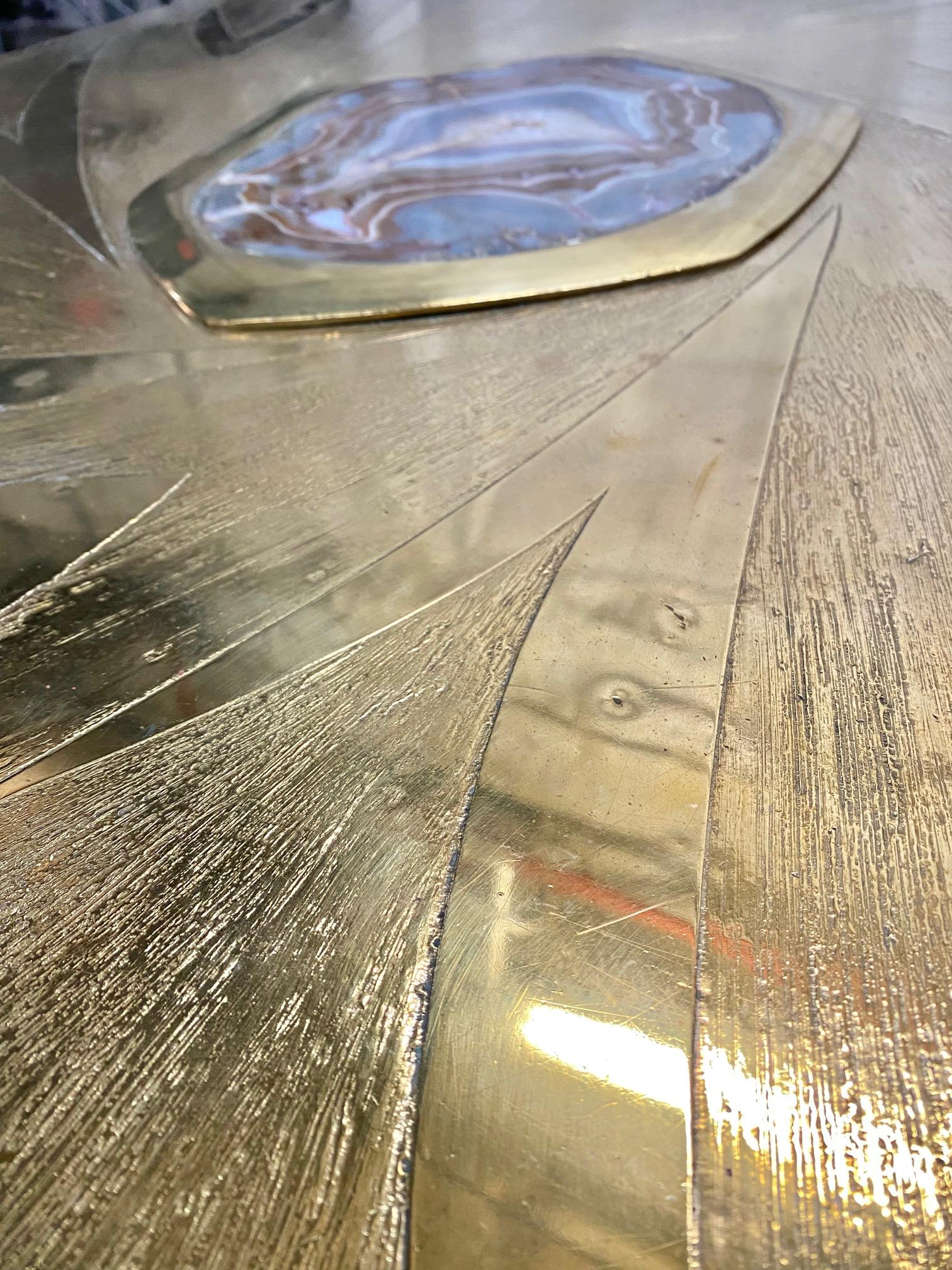 Stunning Brass Acid Etched Coffee Table by Willy Daro For Sale 11