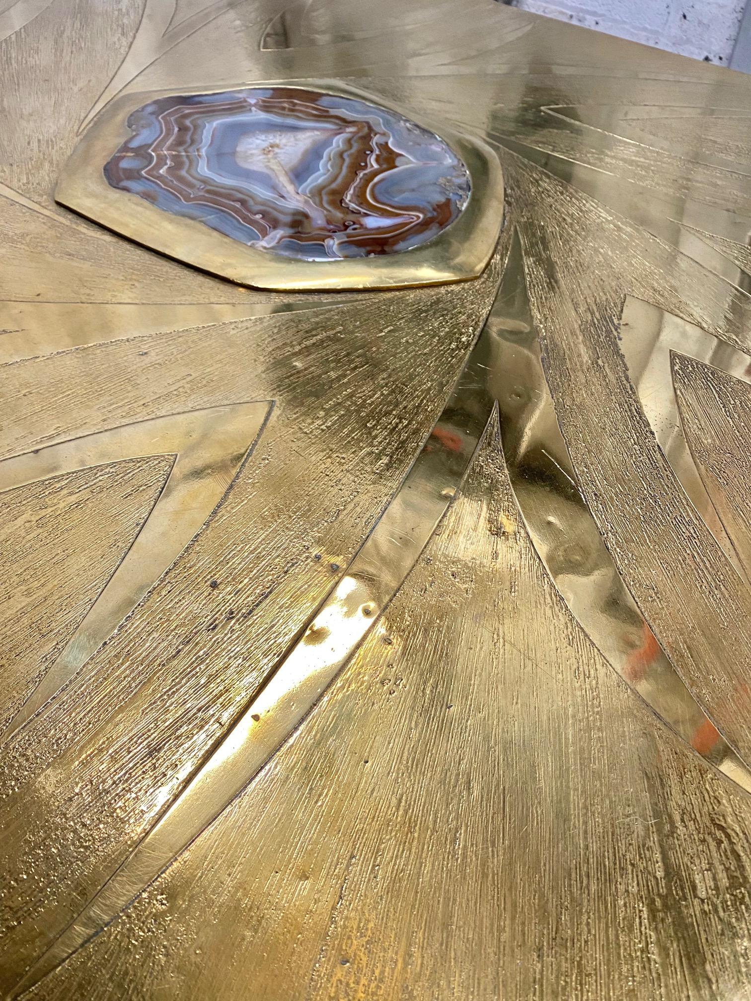 Stunning Brass Acid Etched Coffee Table by Willy Daro For Sale 13