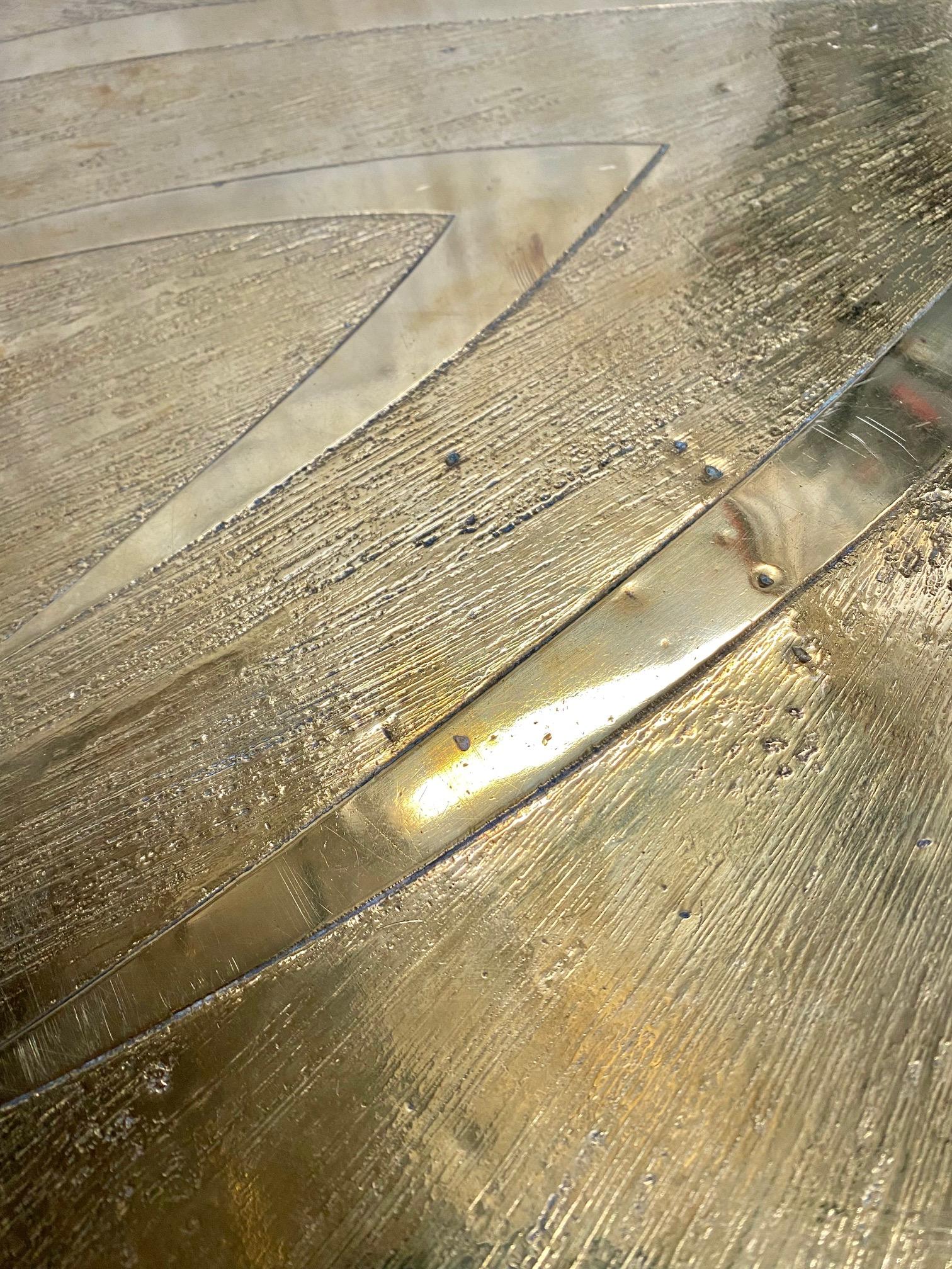 Stunning Brass Acid Etched Coffee Table by Willy Daro For Sale 14