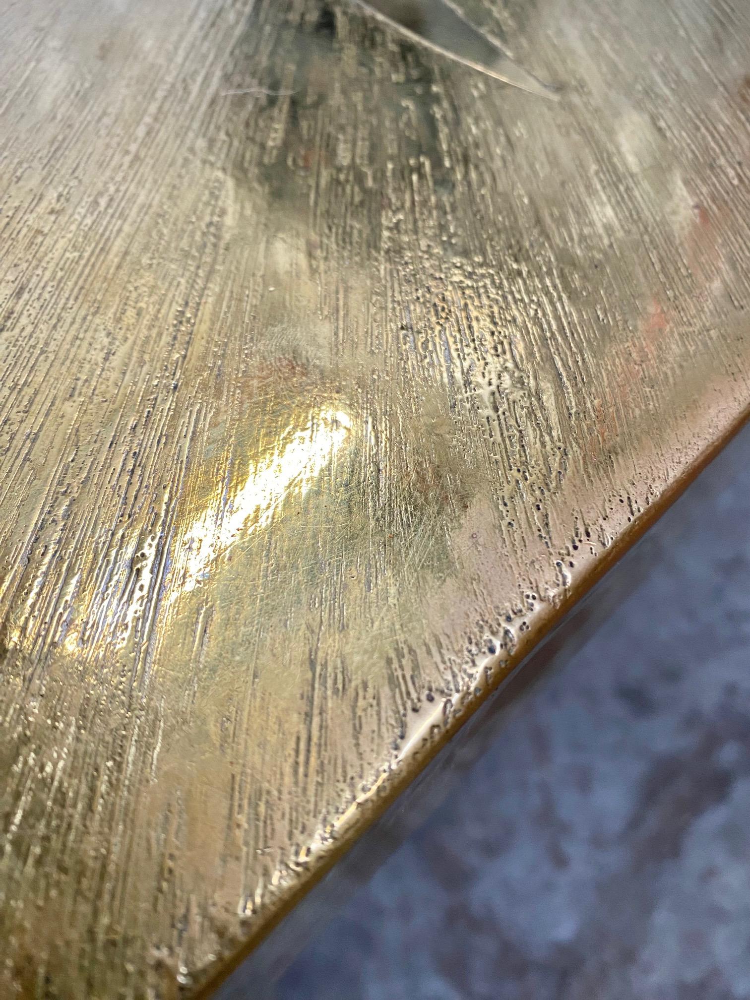 Stunning Brass Acid Etched Coffee Table by Willy Daro For Sale 15