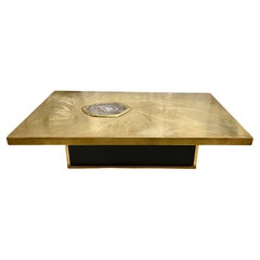 Stunning Brass Acid Etched Coffee Table by Willy Daro