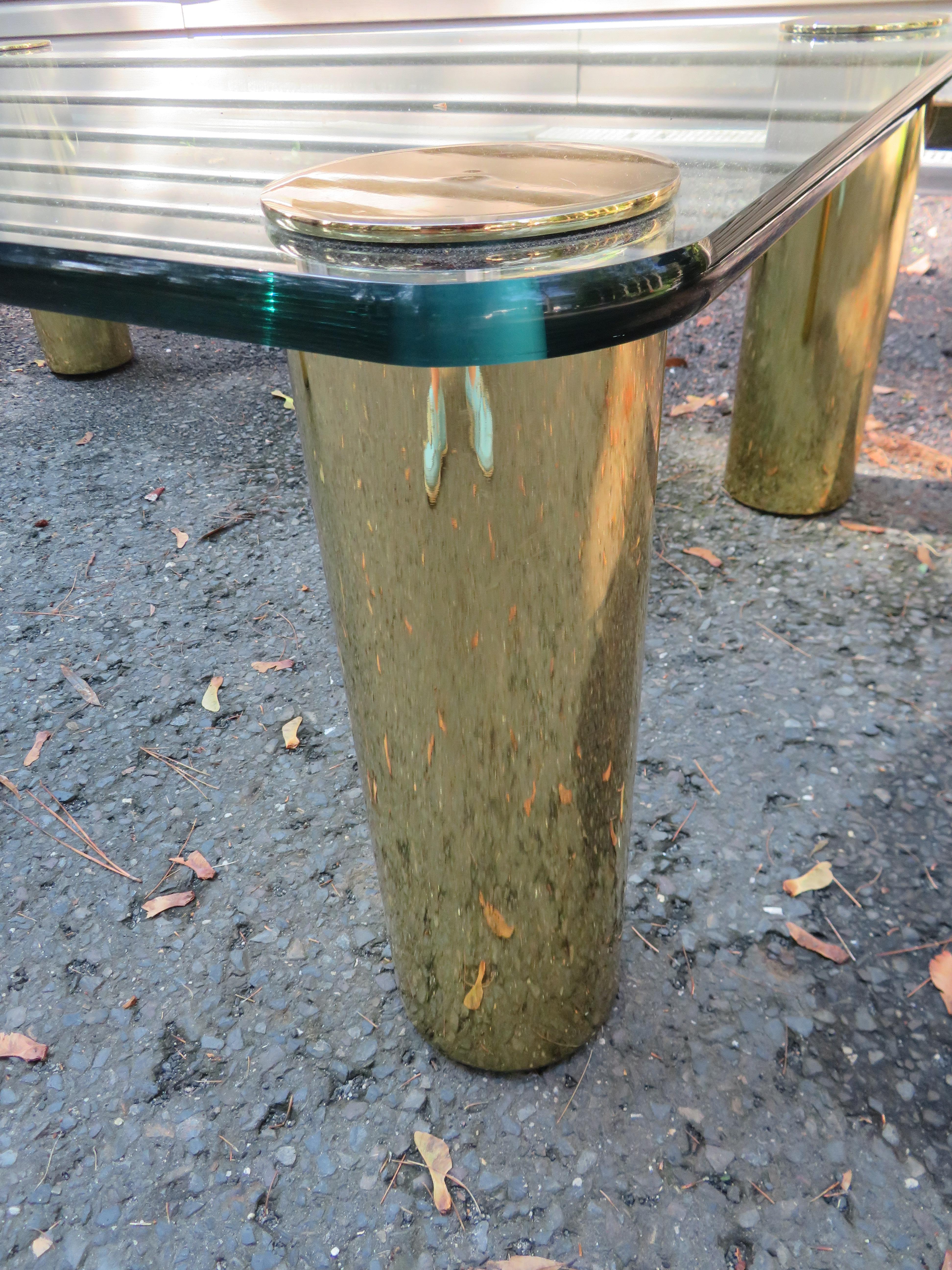 Stunning Brass and Glass Cocktail Table by Pace Collection For Sale 2