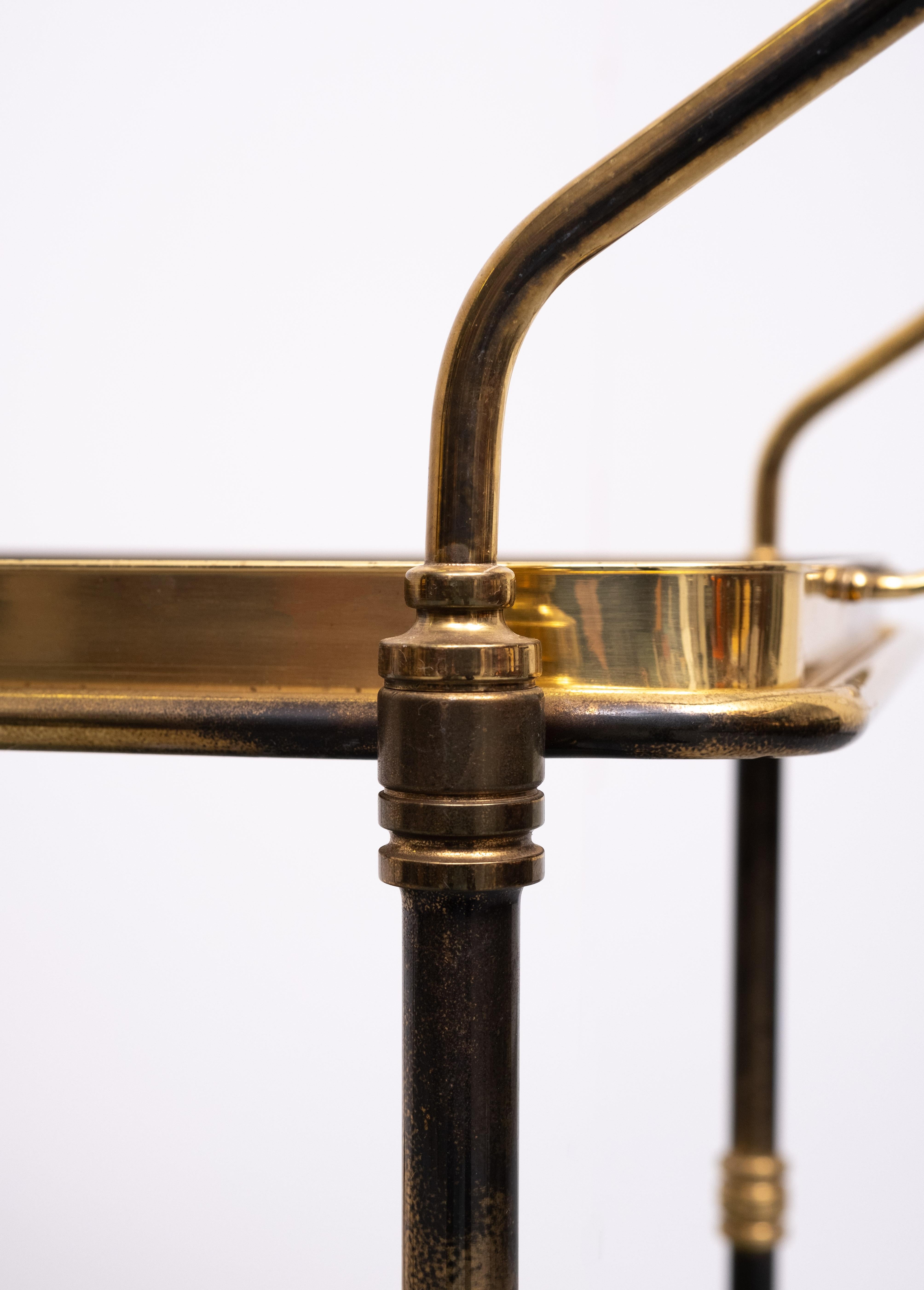 Stunning Brass Bar Trolley 1950s France In Good Condition For Sale In Den Haag, NL