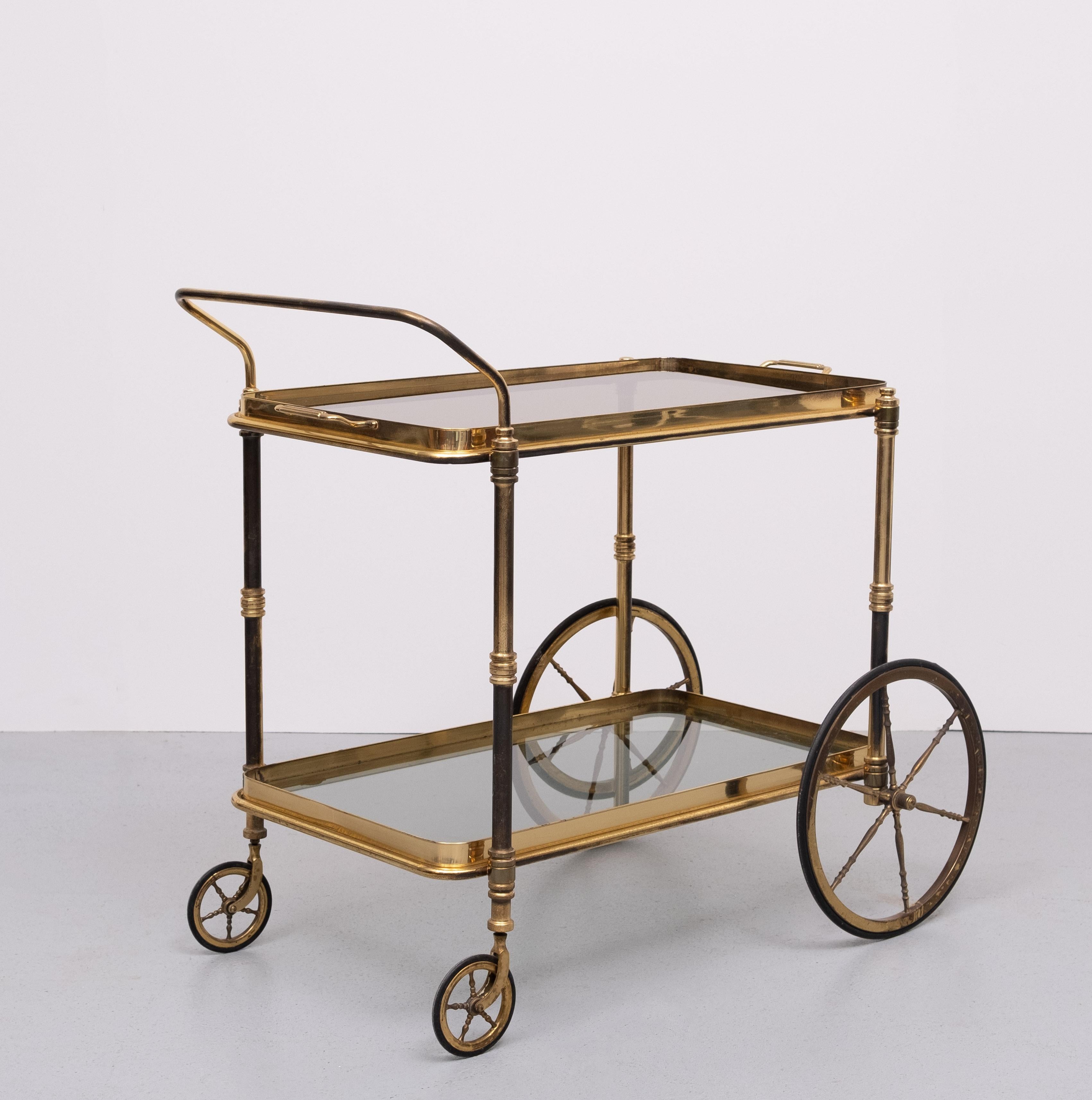 Mid-20th Century Stunning Brass Bar Trolley 1950s France For Sale