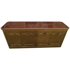 Stunning Brass Burled Mastercraft Credenza Buffet Mid-Century Modern