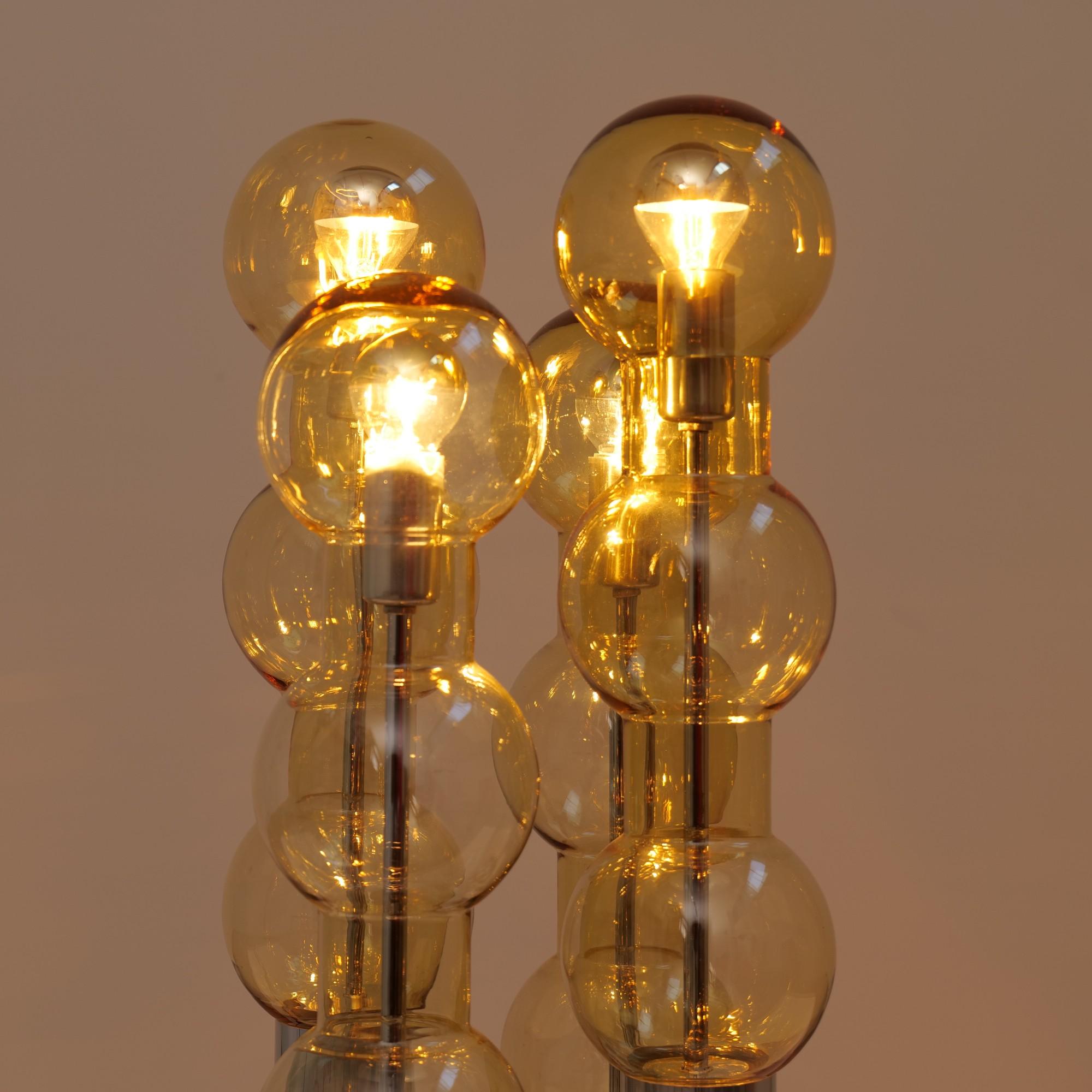 Tedesco splendida lampada in ottone e vetro cromato di Doria - Germania anni '70 in vendita
