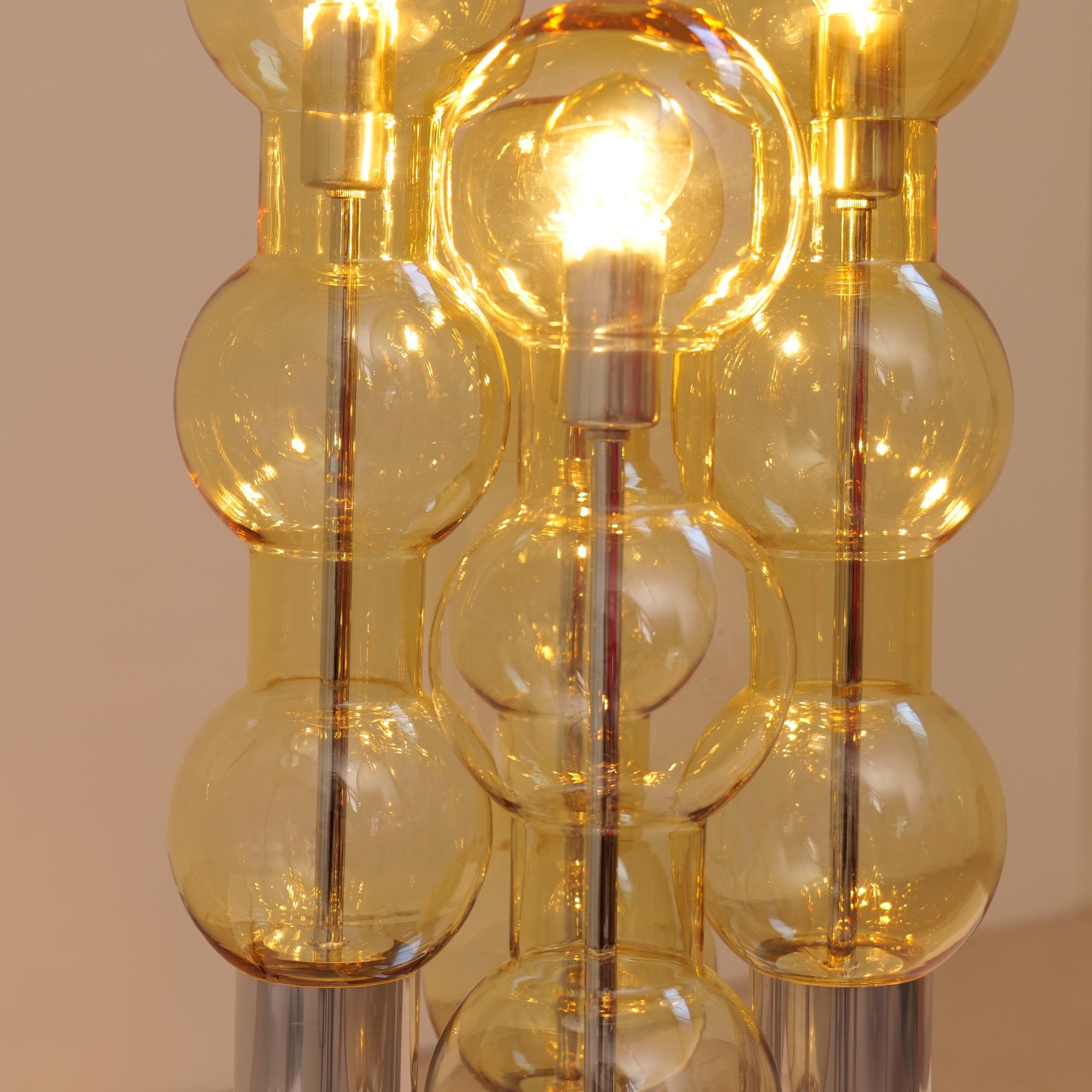 splendida lampada in ottone e vetro cromato di Doria - Germania anni '70 In condizioni buone in vendita a Saarbrücken, DE