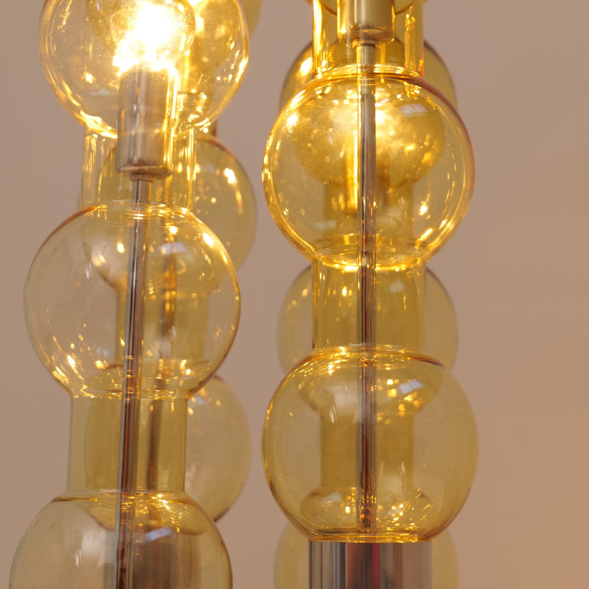 splendida lampada in ottone e vetro cromato di Doria - Germania anni '70 in vendita 1