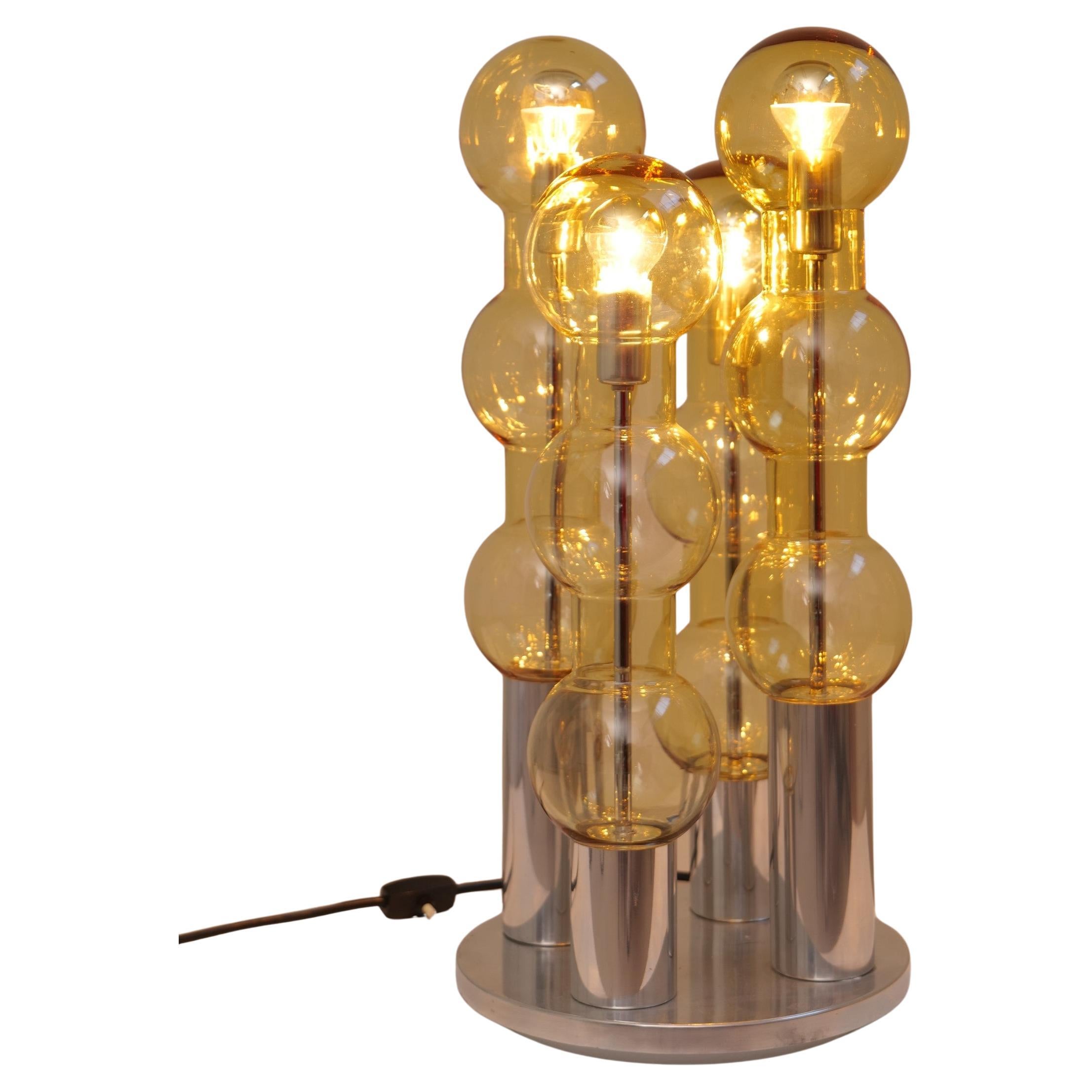 splendida lampada in ottone e vetro cromato di Doria - Germania anni '70 in vendita