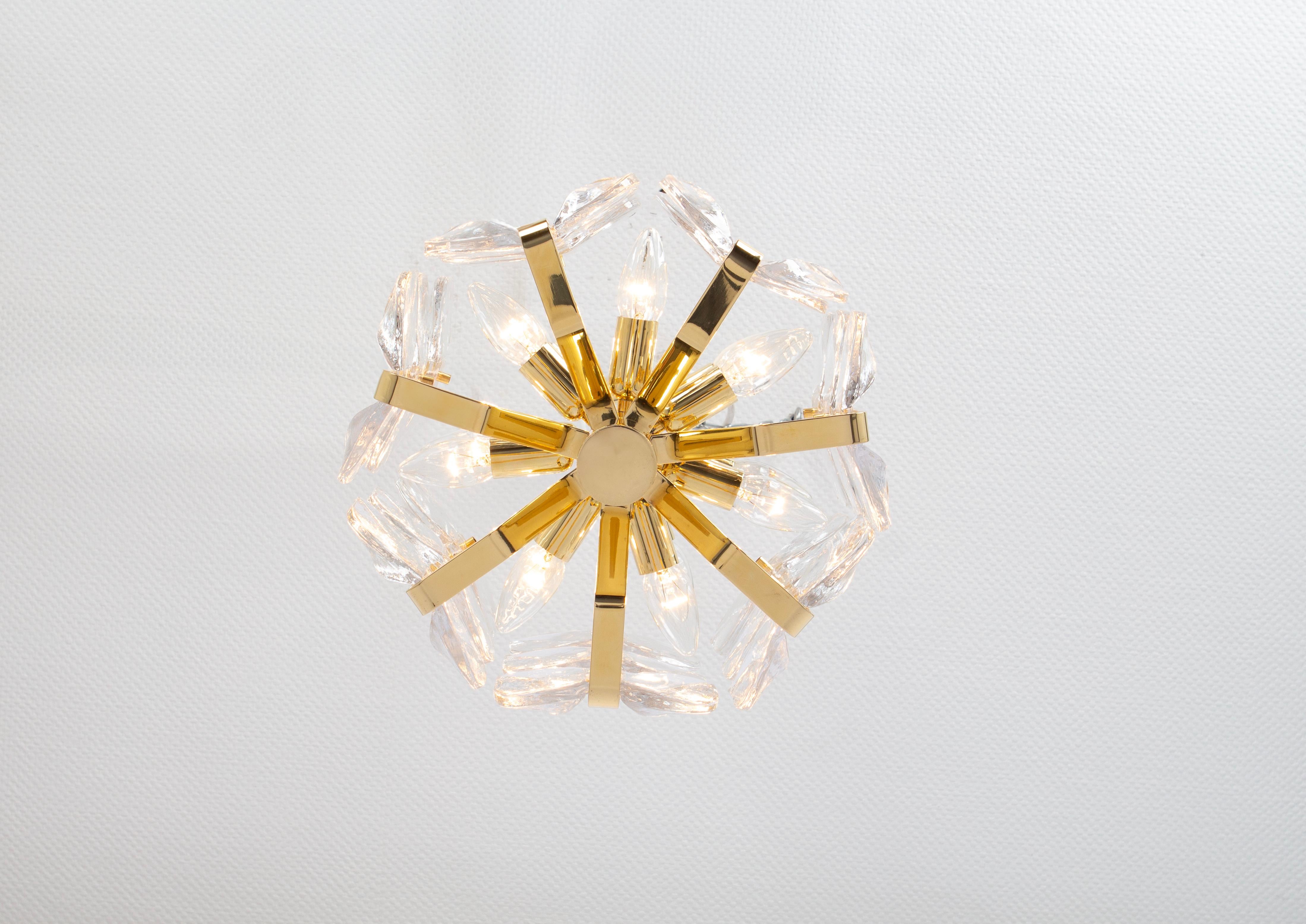 Stunning Brass, Crystal Glass Chandelier Florida, Kalmar, Austria, 1970 4