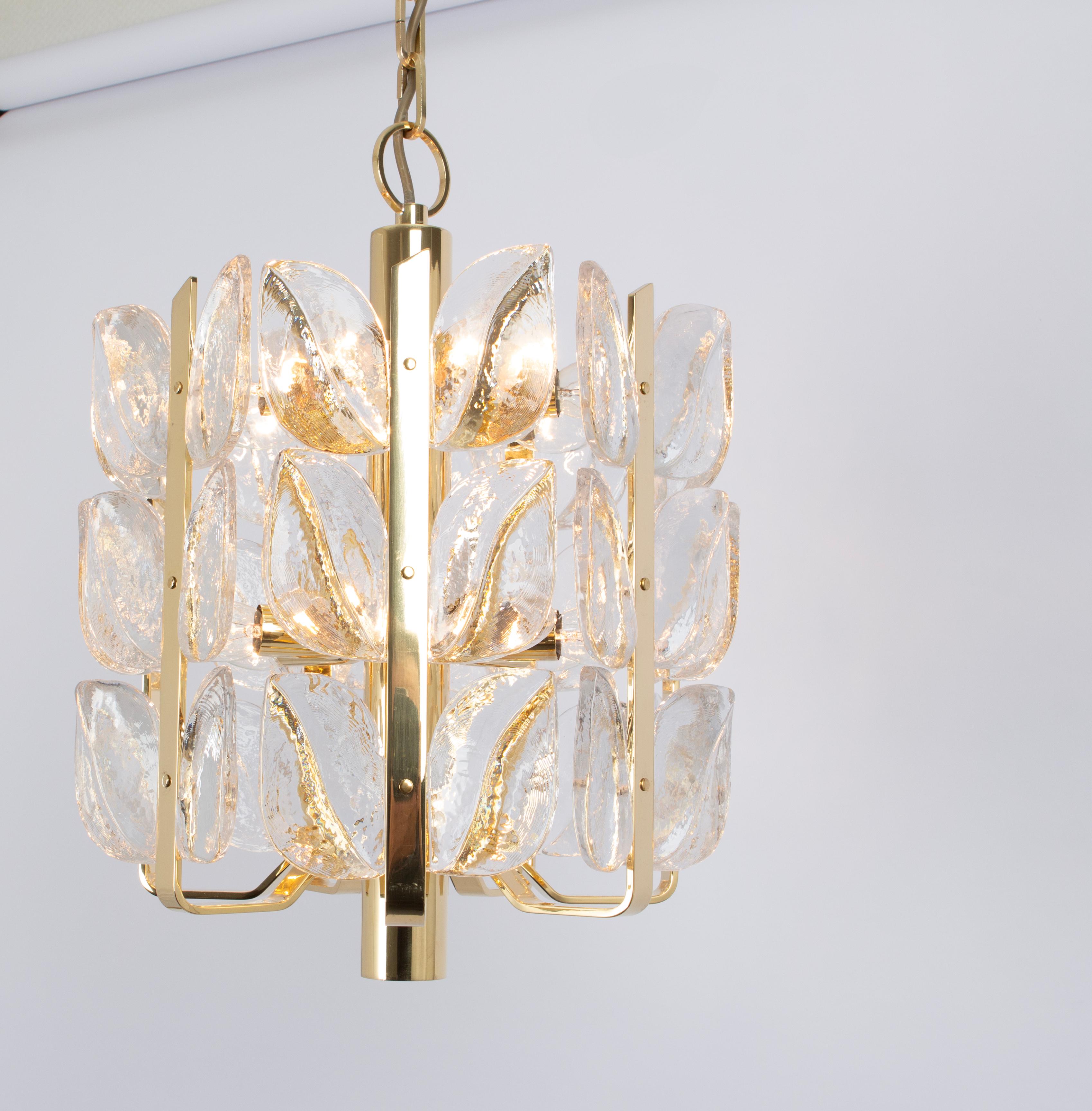 Stunning Brass, Crystal Glass Chandelier Florida, Kalmar, Austria, 1970 6