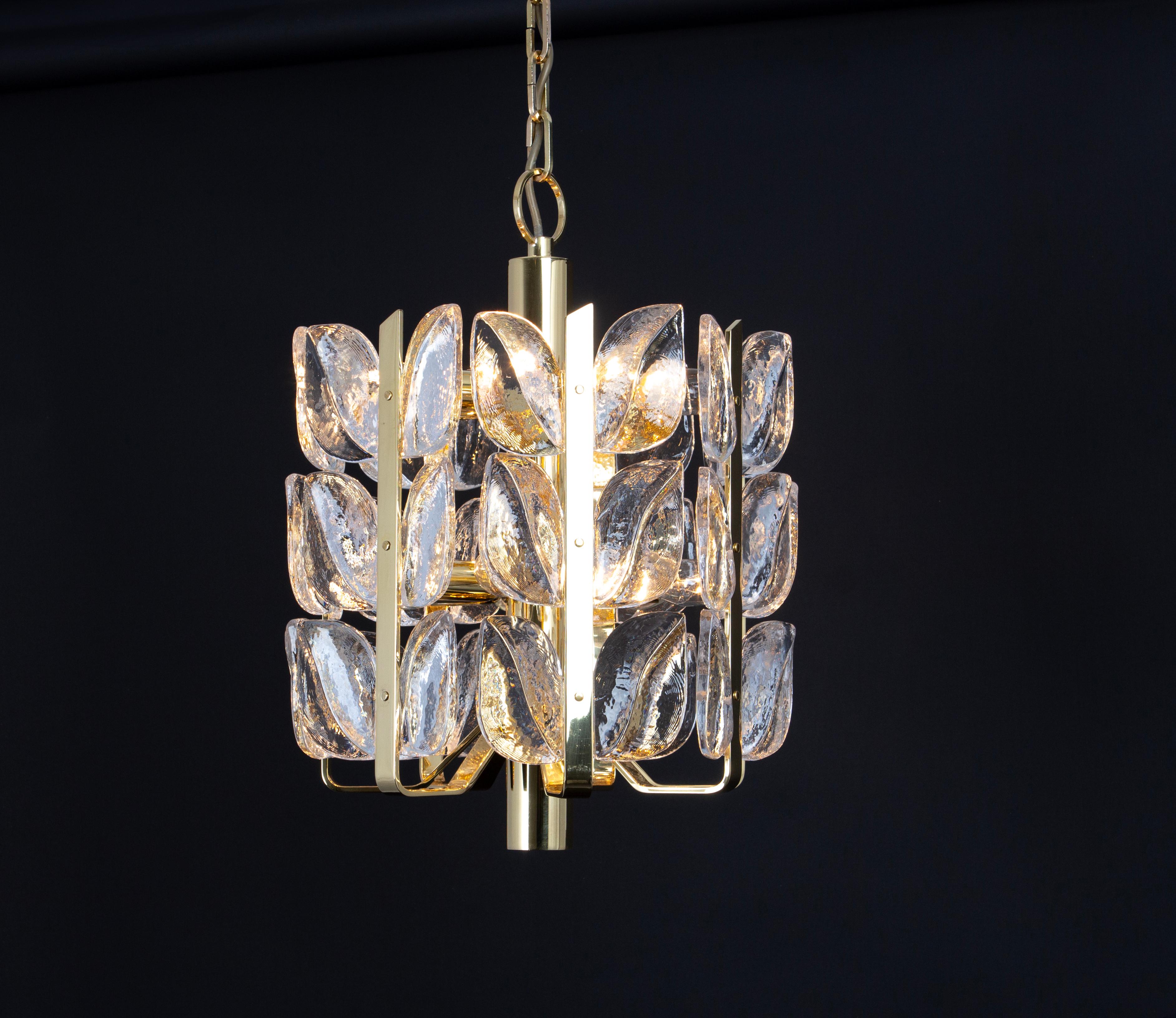 Stunning Brass, Crystal Glass Chandelier Florida, Kalmar, Austria, 1970 8
