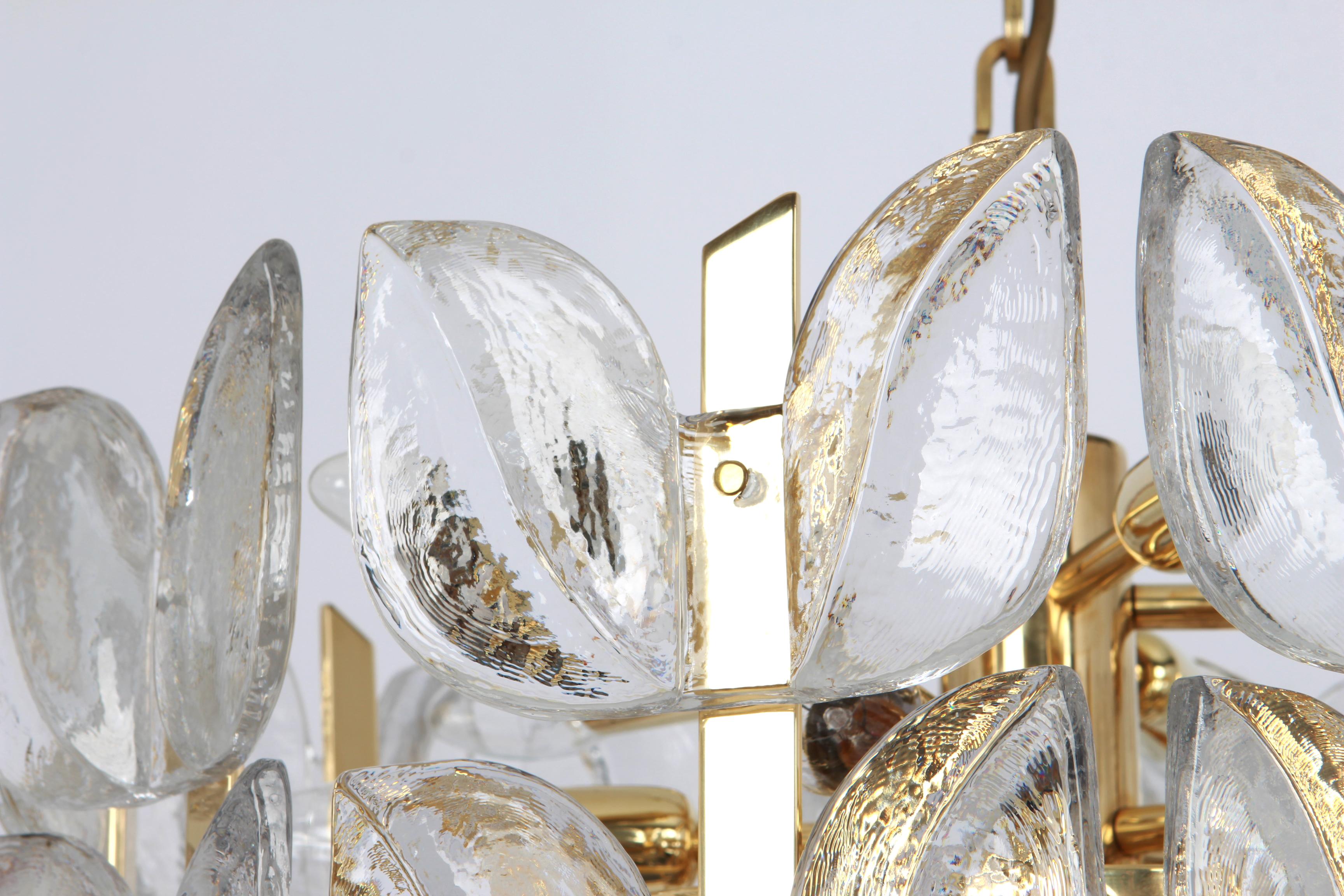 Austrian Stunning Brass, Crystal Glass Chandelier Florida, Kalmar, Austria, 1970
