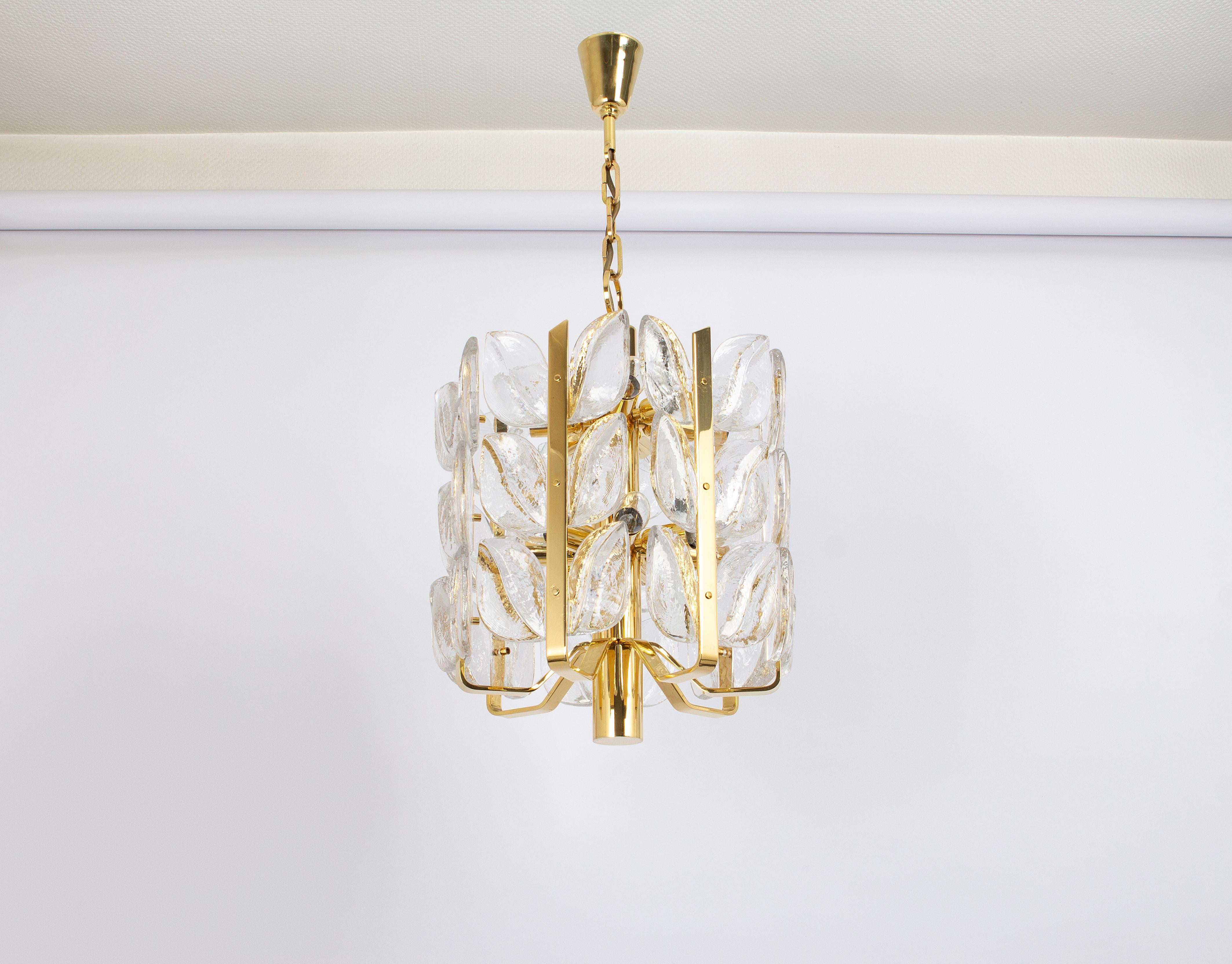 Austrian Stunning Brass, Crystal Glass Chandelier Florida, Kalmar, Austria, 1970