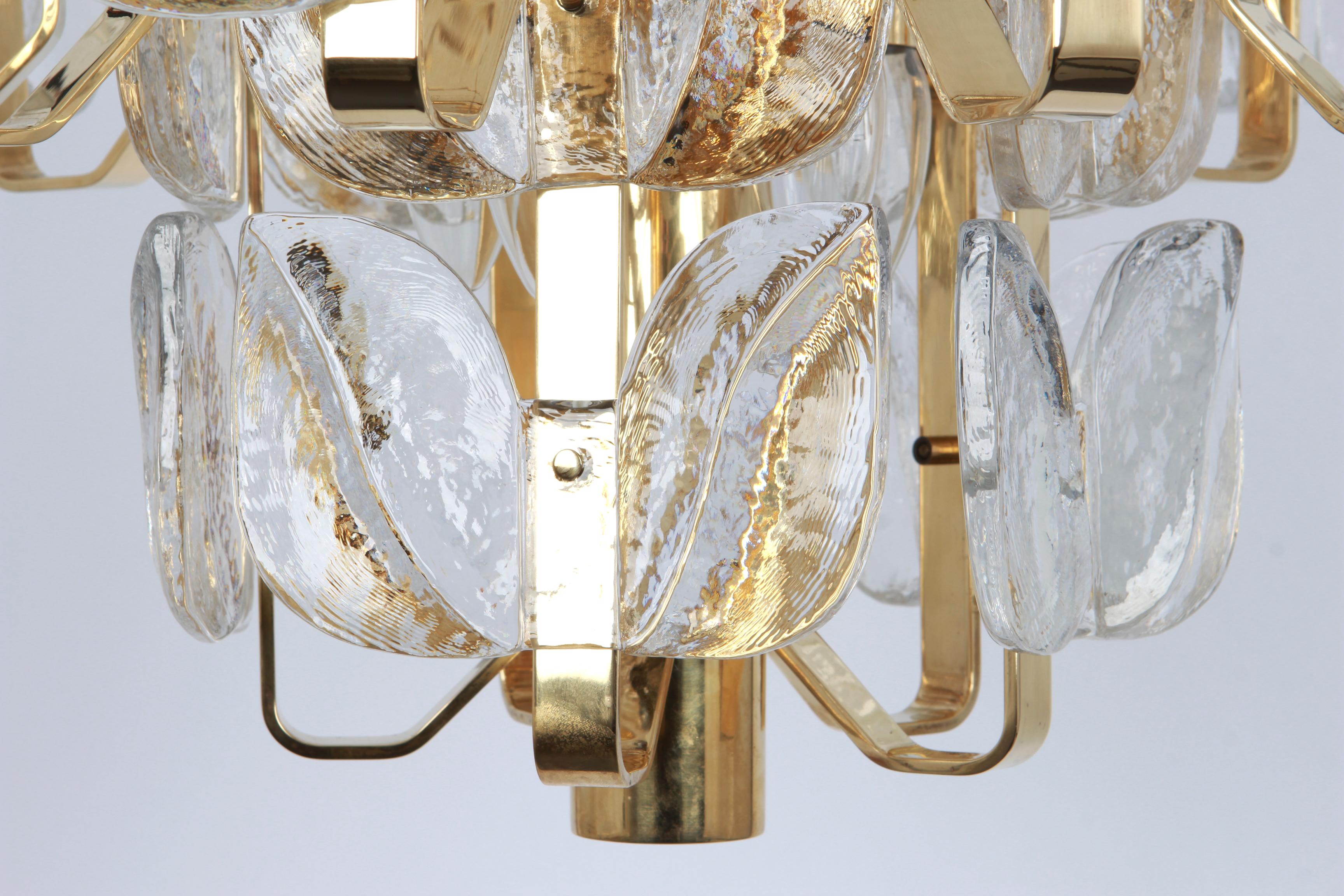 Stunning Brass, Crystal Glass Chandelier Florida, Kalmar, Austria, 1970 In Good Condition In Aachen, NRW