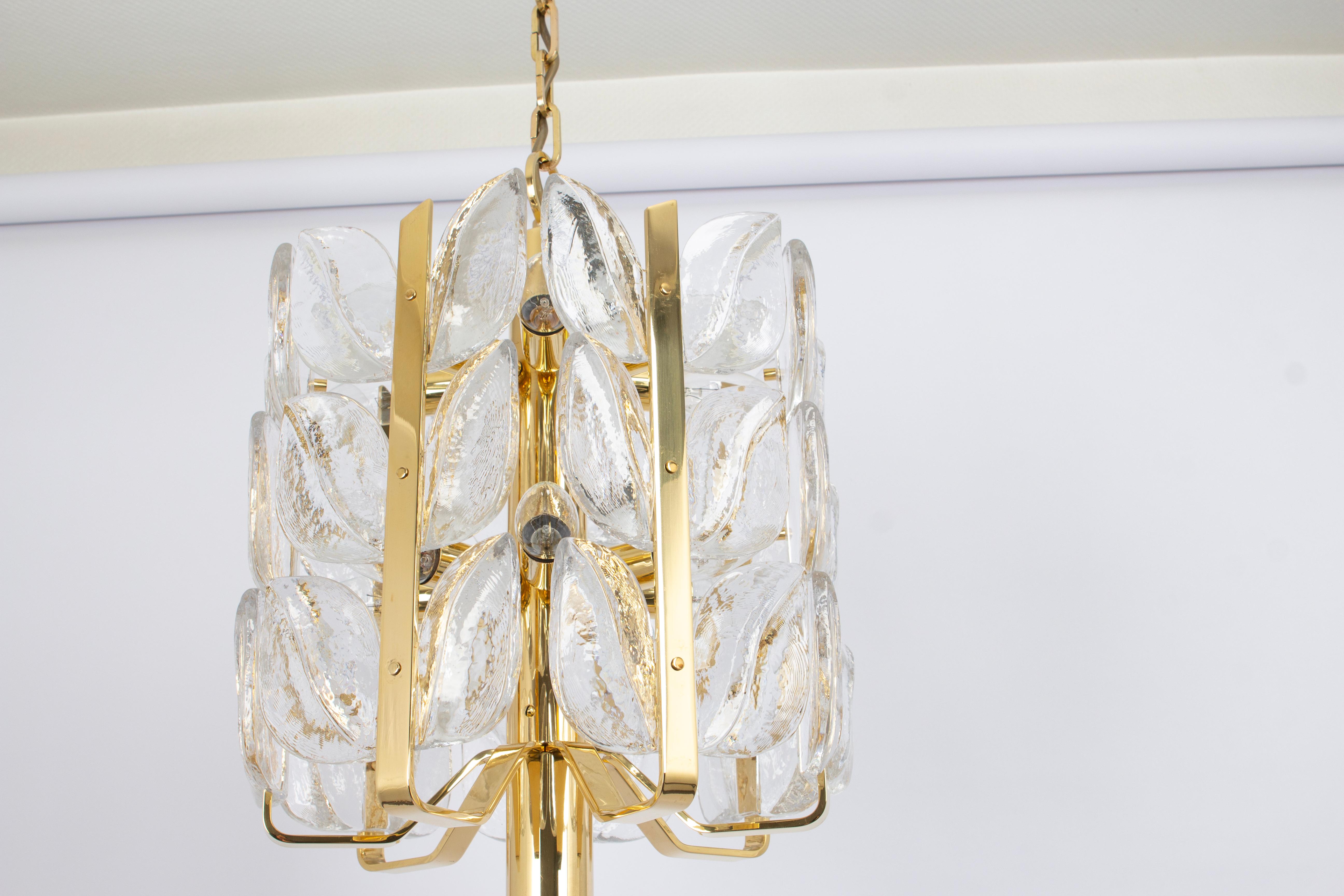 Stunning Brass, Crystal Glass Chandelier Florida, Kalmar, Austria, 1970 In Good Condition In Aachen, NRW