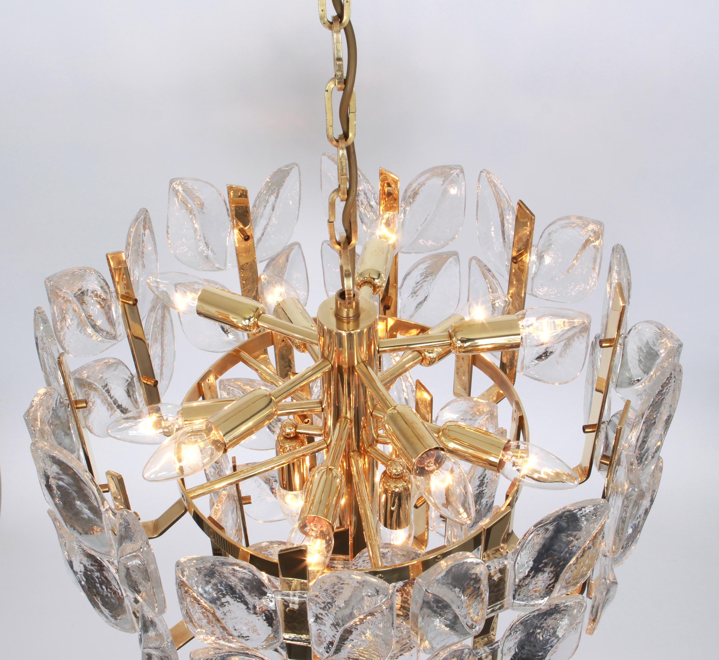 Late 20th Century Stunning Brass, Crystal Glass Chandelier Florida, Kalmar, Austria, 1970