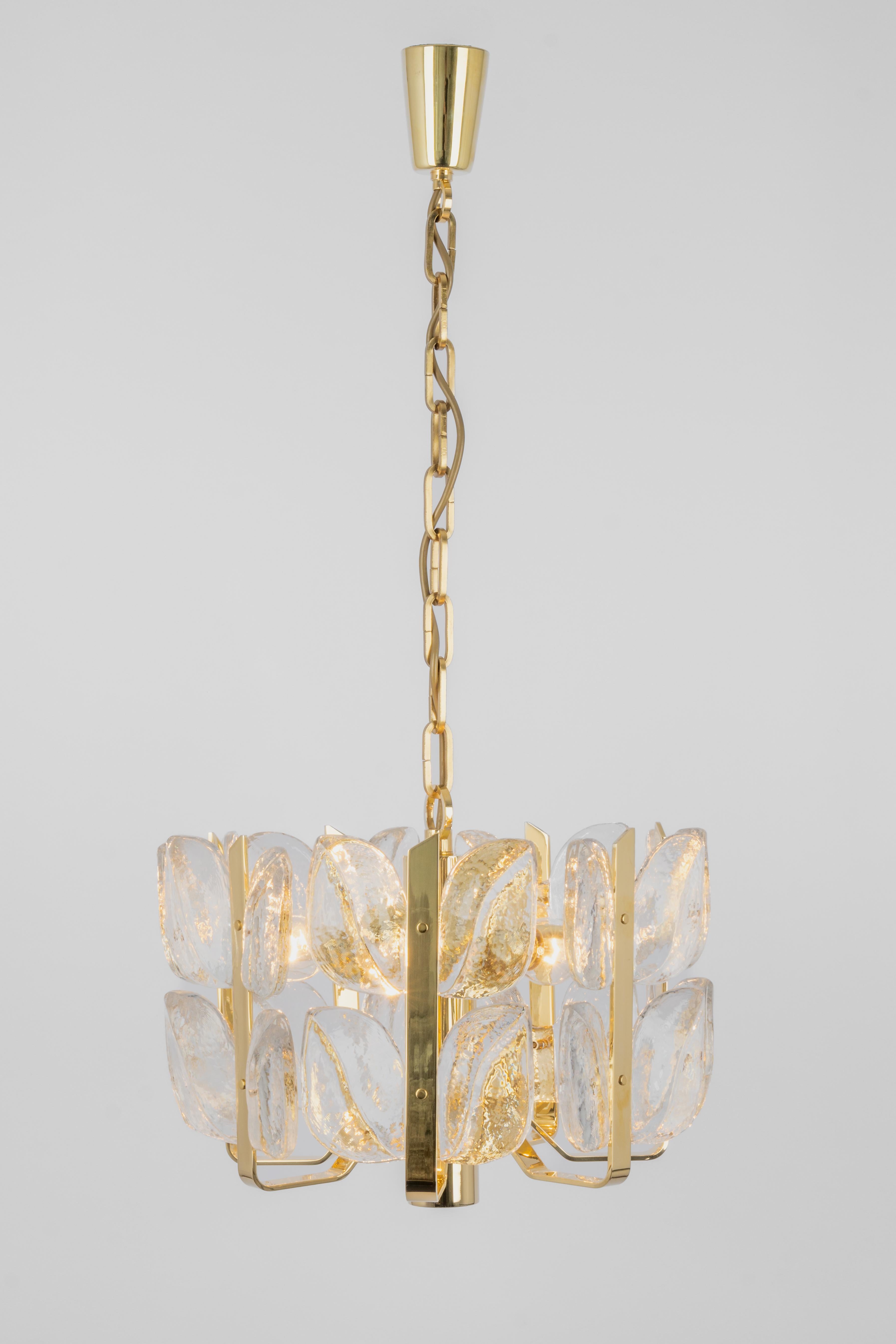 Stunning Brass, Crystal Glass Chandelier Florida, Kalmar, Austria, 1970 In Good Condition In Aachen, NRW