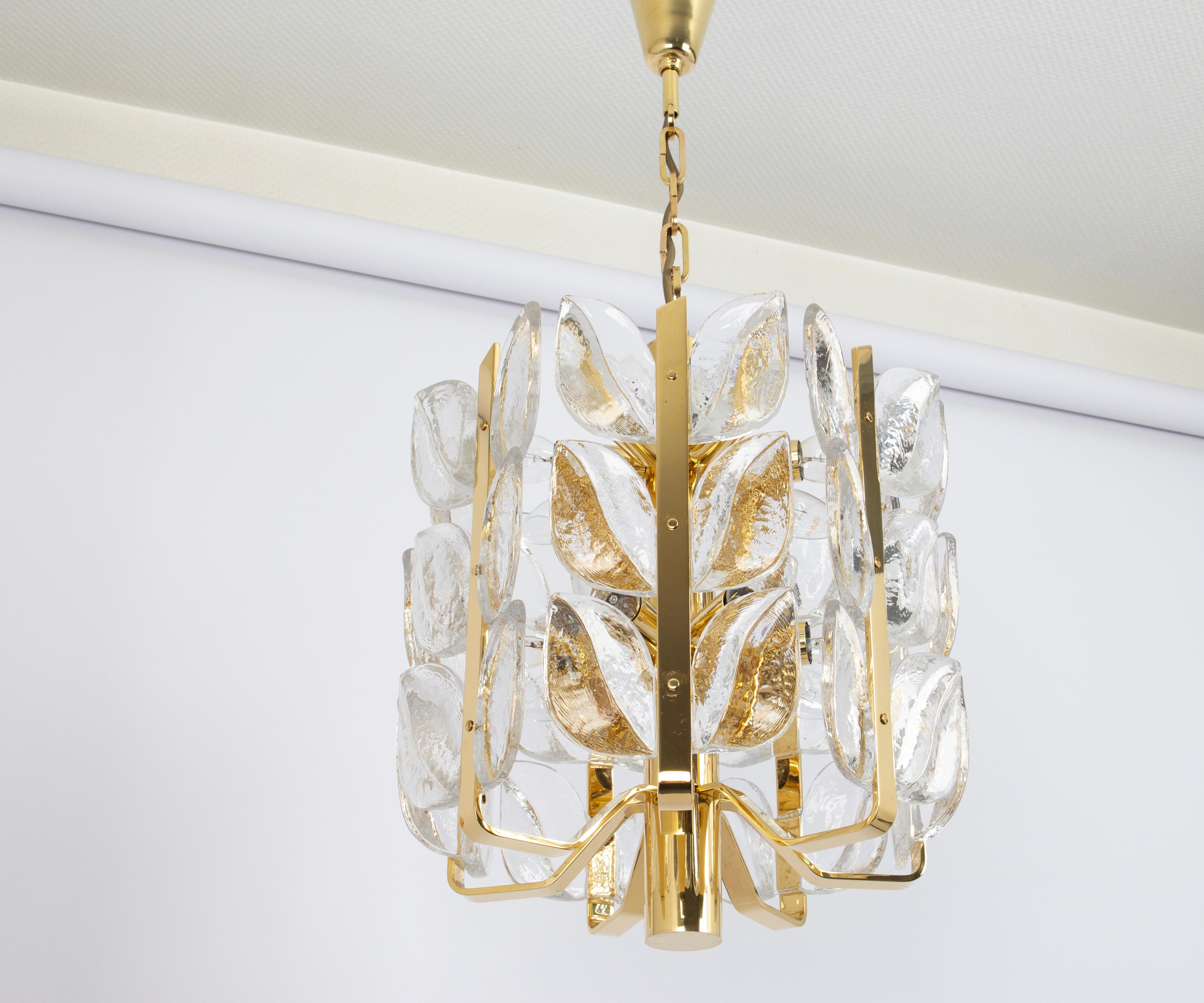 Late 20th Century Stunning Brass, Crystal Glass Chandelier Florida, Kalmar, Austria, 1970