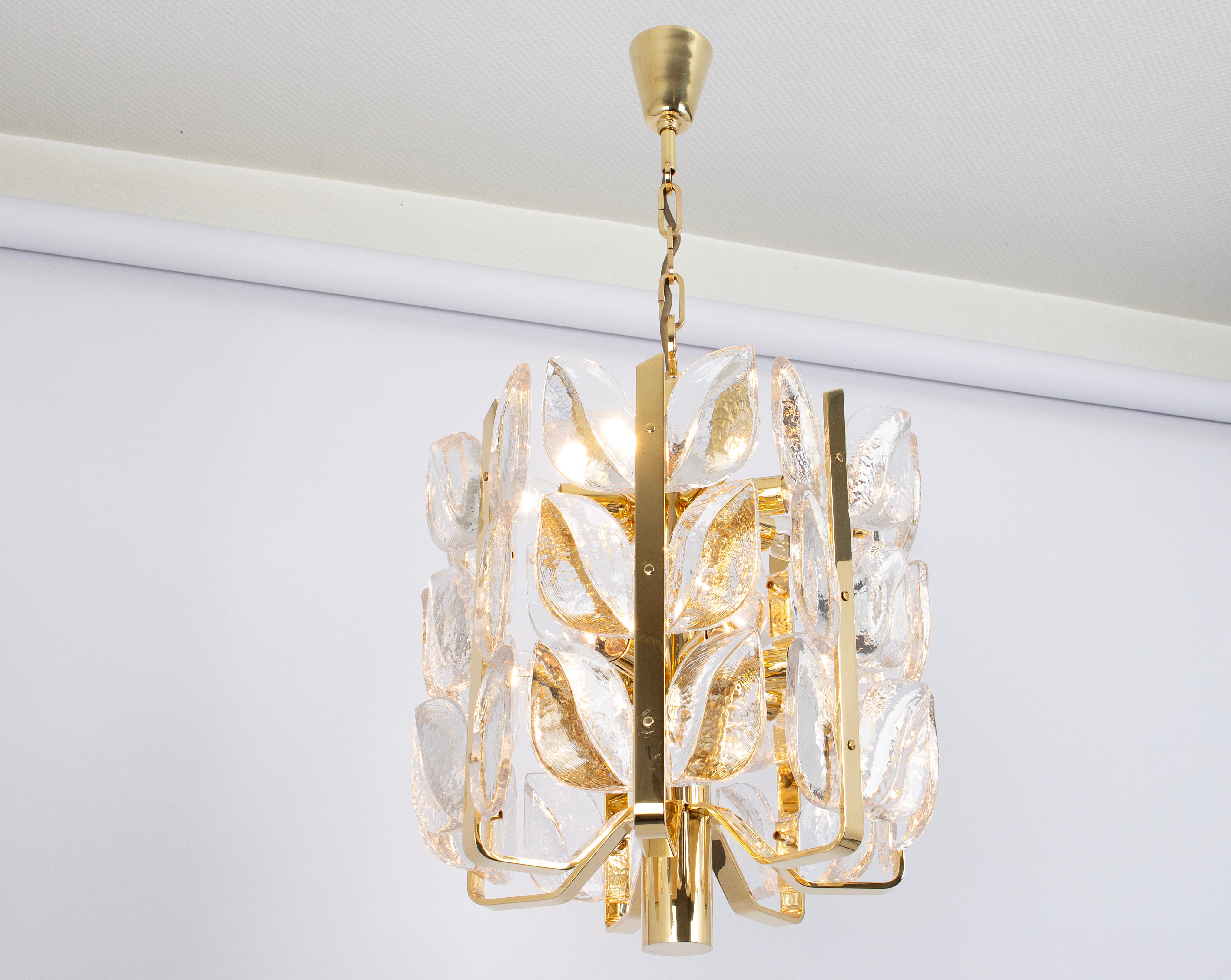 Stunning Brass, Crystal Glass Chandelier Florida, Kalmar, Austria, 1970 1