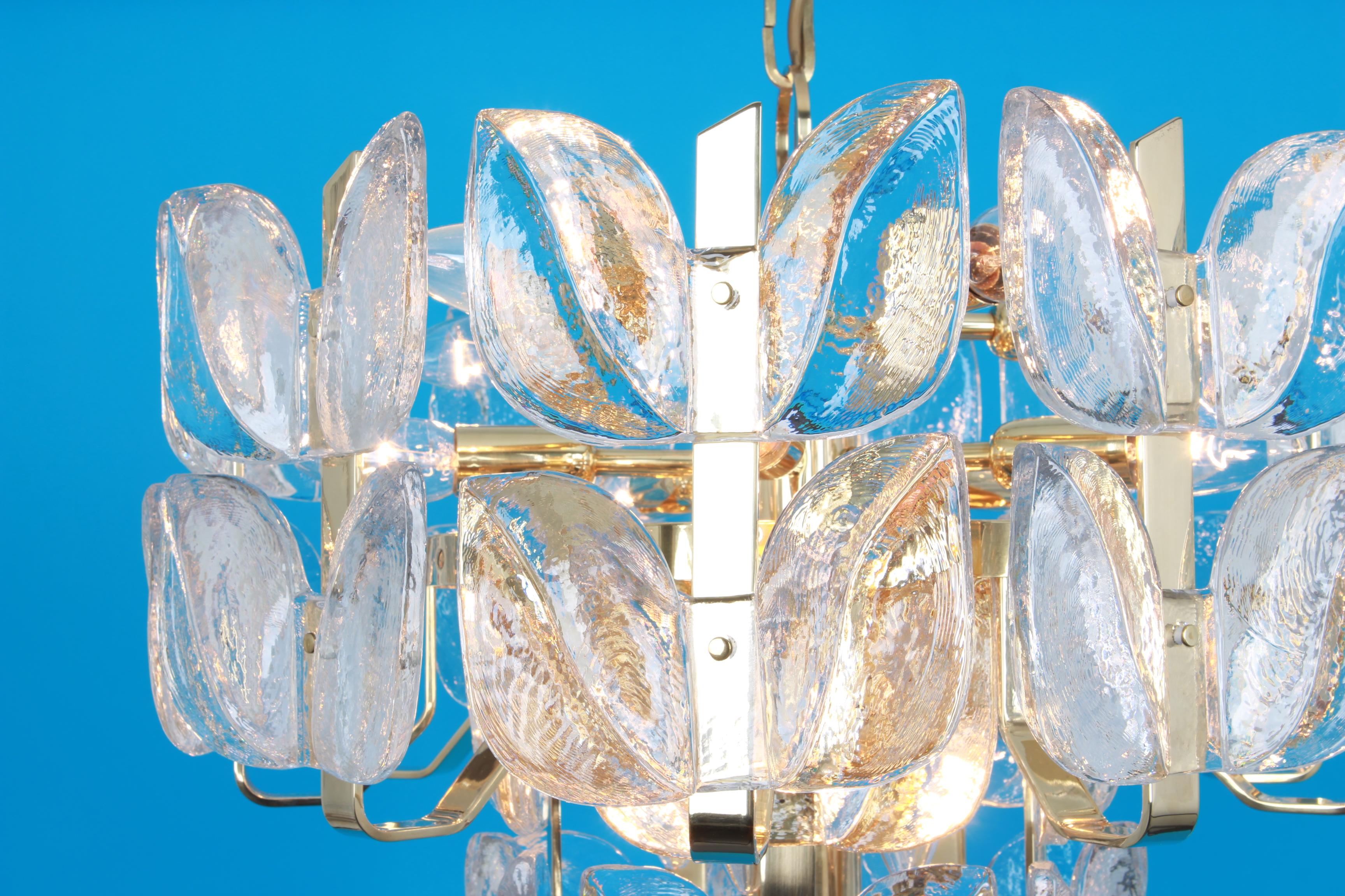 Stunning Brass, Crystal Glass Chandelier Florida, Kalmar, Austria, 1970 2