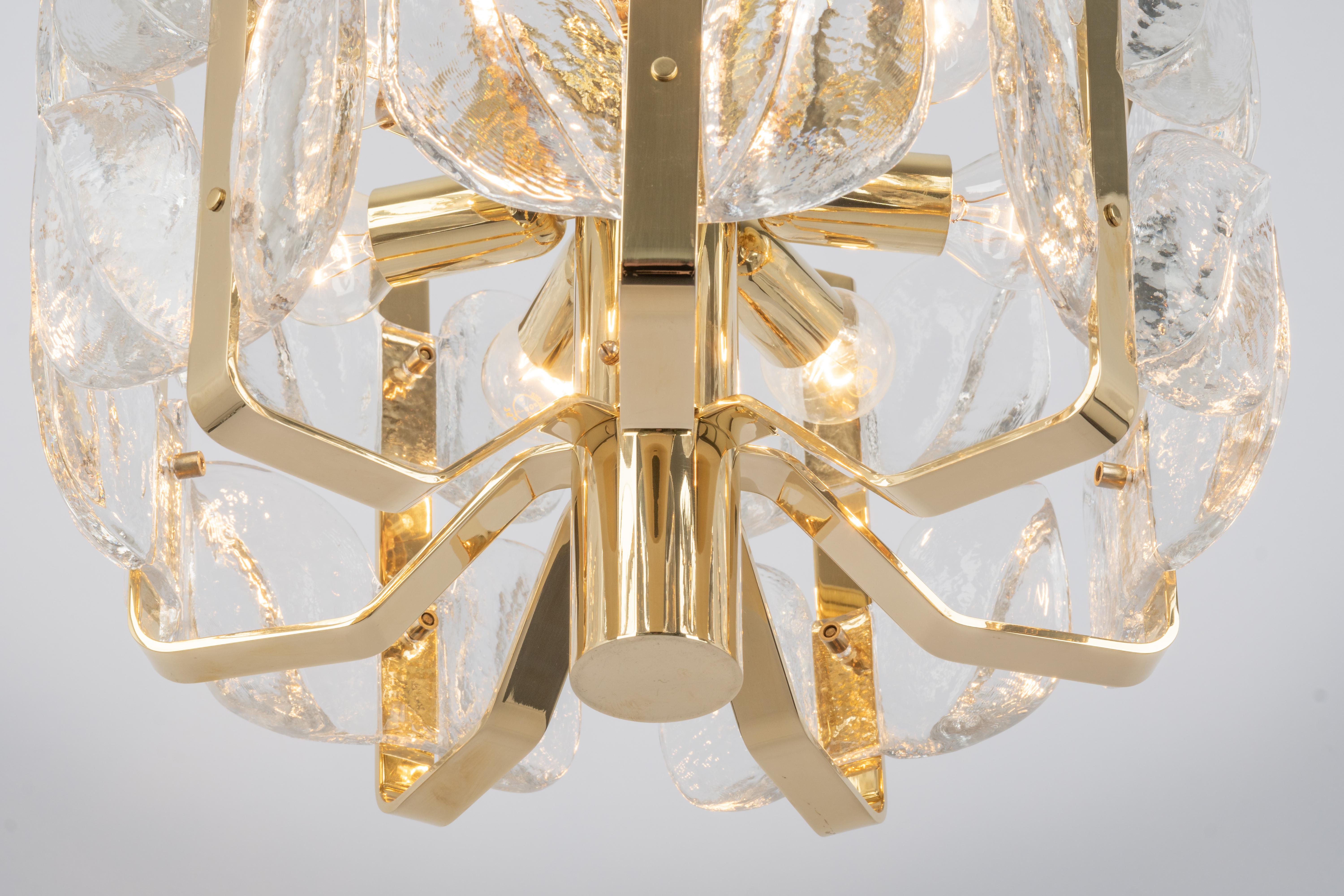 Stunning Brass, Crystal Glass Chandelier Florida, Kalmar, Austria, 1970 1